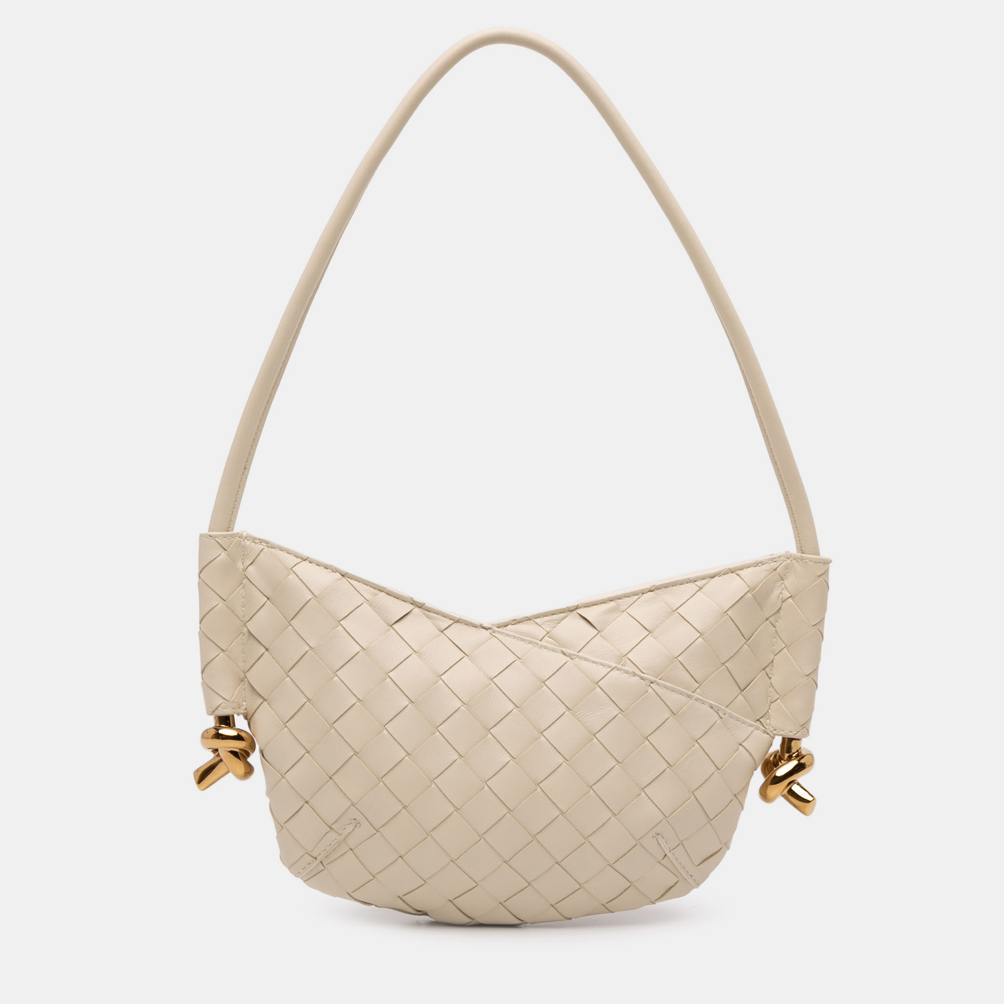 

Bottega Veneta White Baby Lambskin Intrecciato Solstice Shoulder Bag