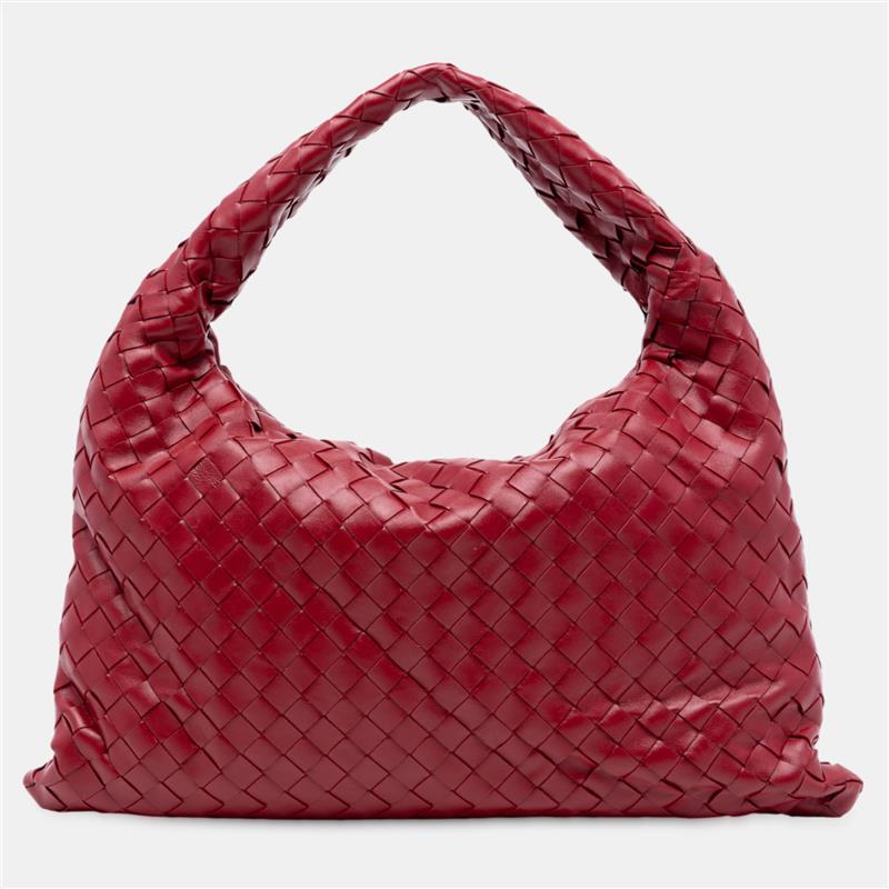 

Bottega Veneta Red Small Calfskin Intrecciato Hop Hobo