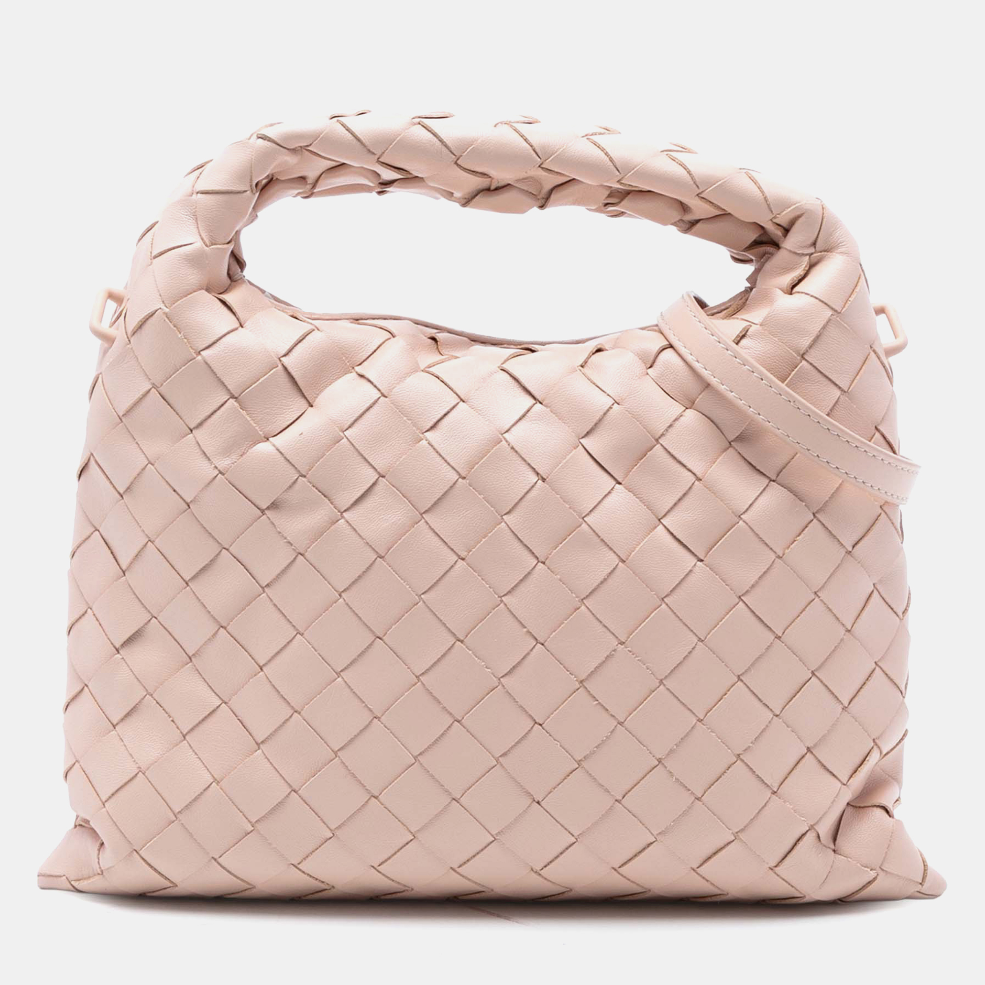 

Bottega Veneta Pink Mini Calfskin Intrecciato Hop Satchel