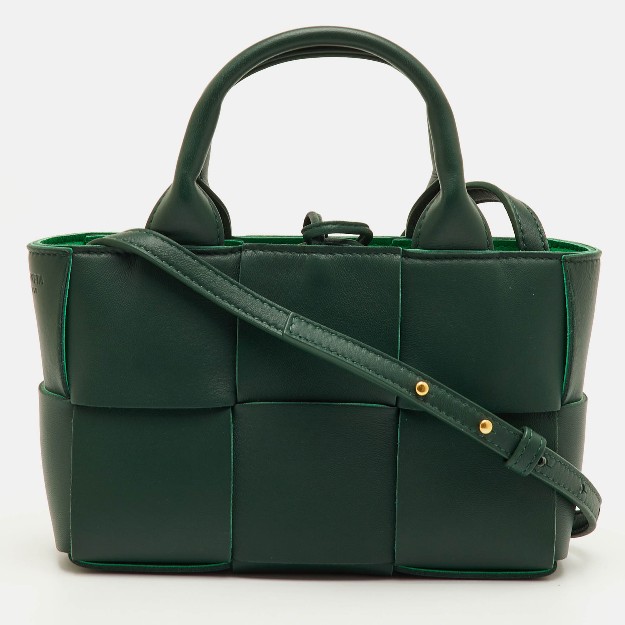 

Bottega Veneta Candy Arco Mini Dark Green Leather Tote