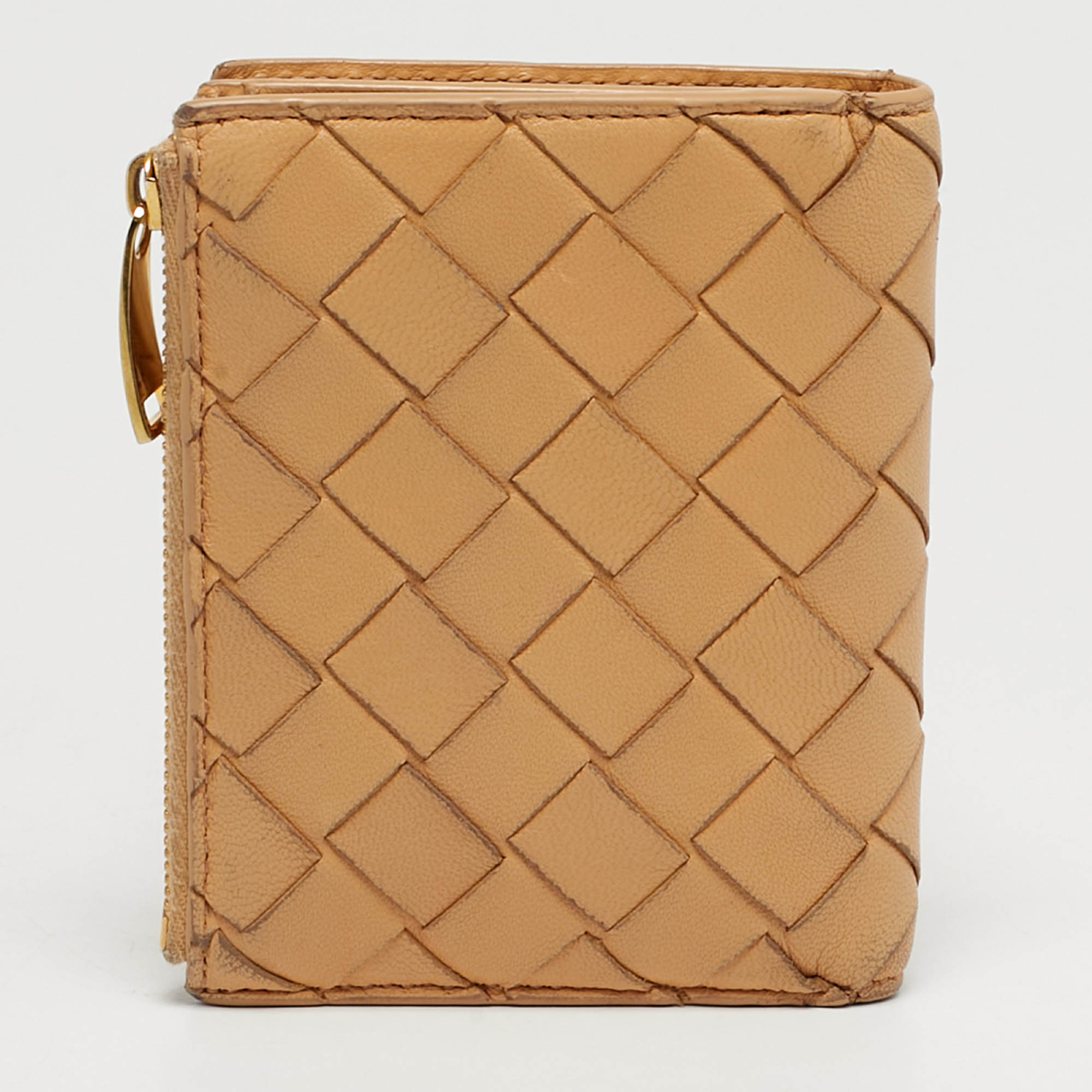 

Bottega Veneta Beige Intrecciato Leather Compact Wallet
