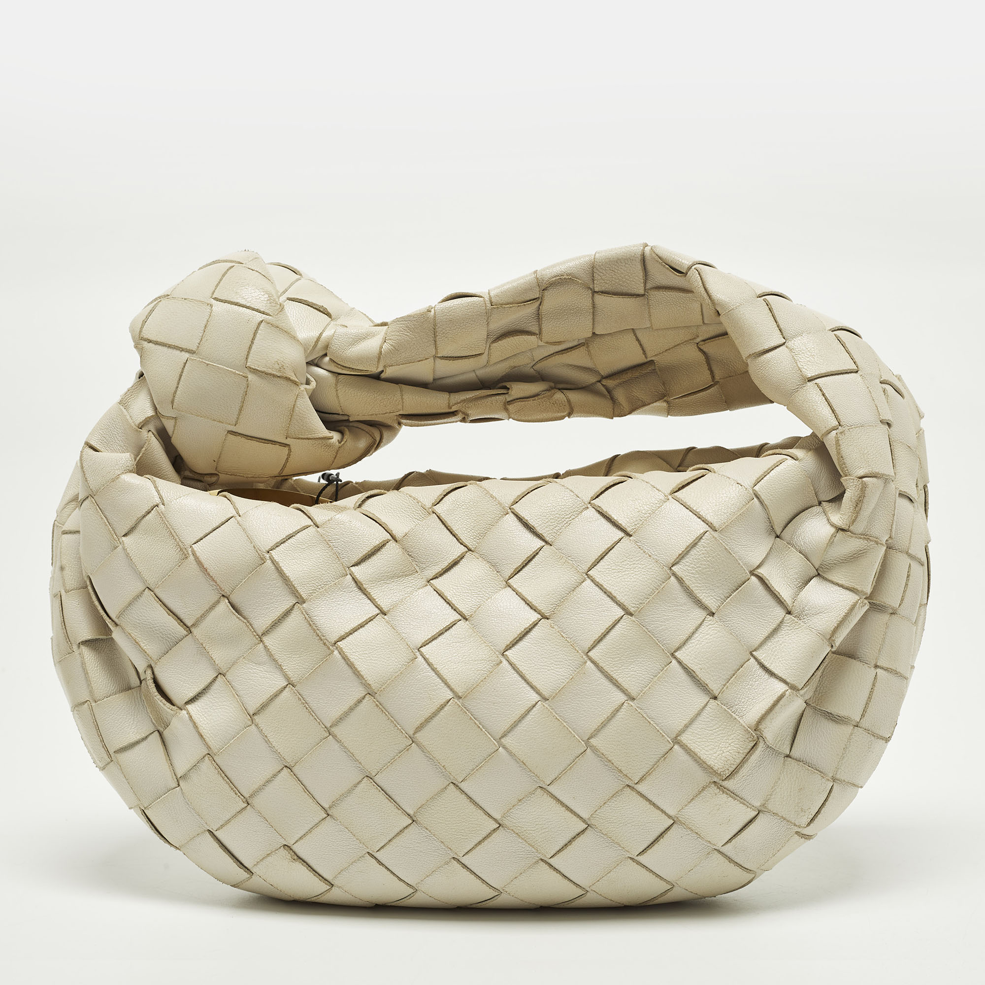 

Bottega Veneta Jodie Mini Off White Intrecciato Leather Hobo