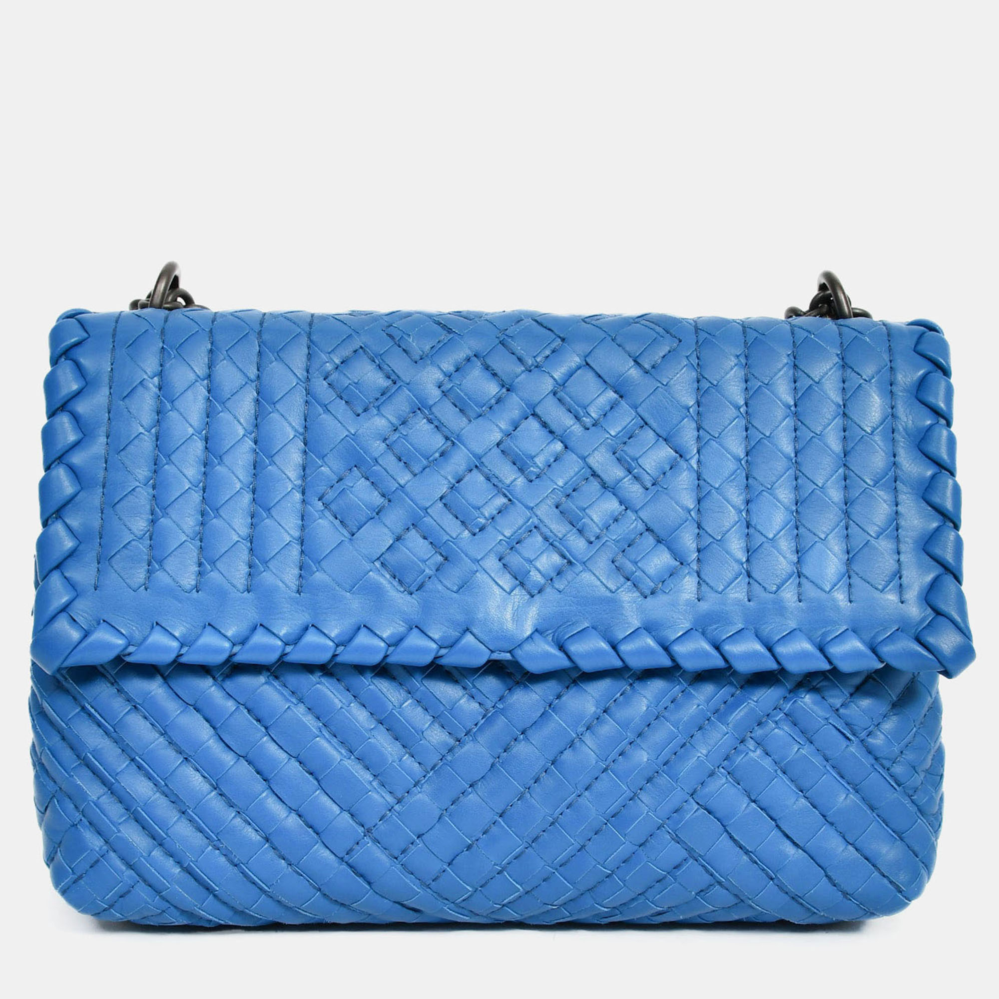 

Bottega Veneta Blue Intrecciato Leather 'Olympia' Shoulder Bag