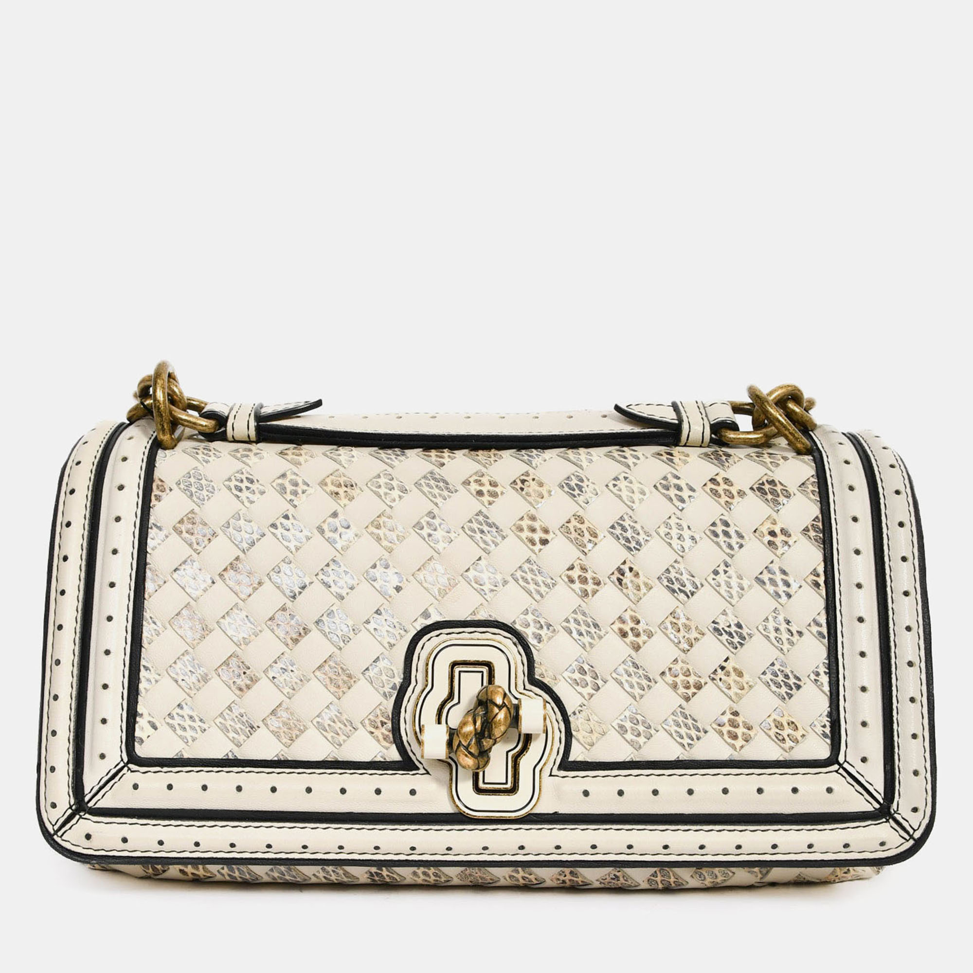 

Bottega Veneta 2018 Grey Leather 'Ayers Intrecciato Checker Olimpia Knot' Shoulder Bag