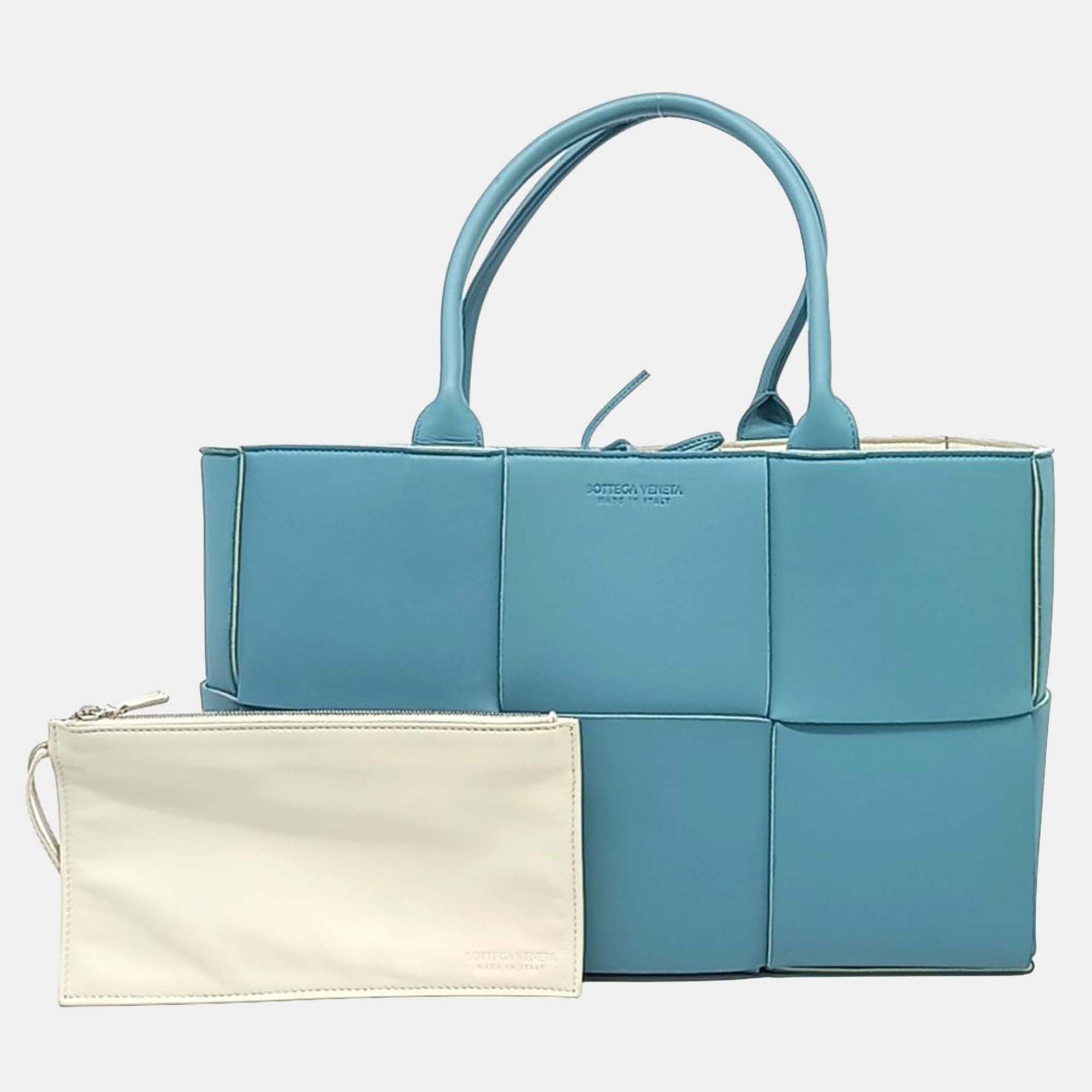 

Bottega Veneta Blue Leather Arco Tote Bag