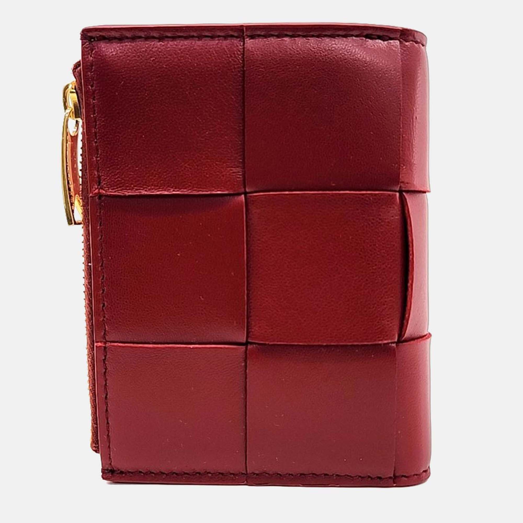 

Bottega Veneta Red Leather Mesh Bi-Fold Wallet