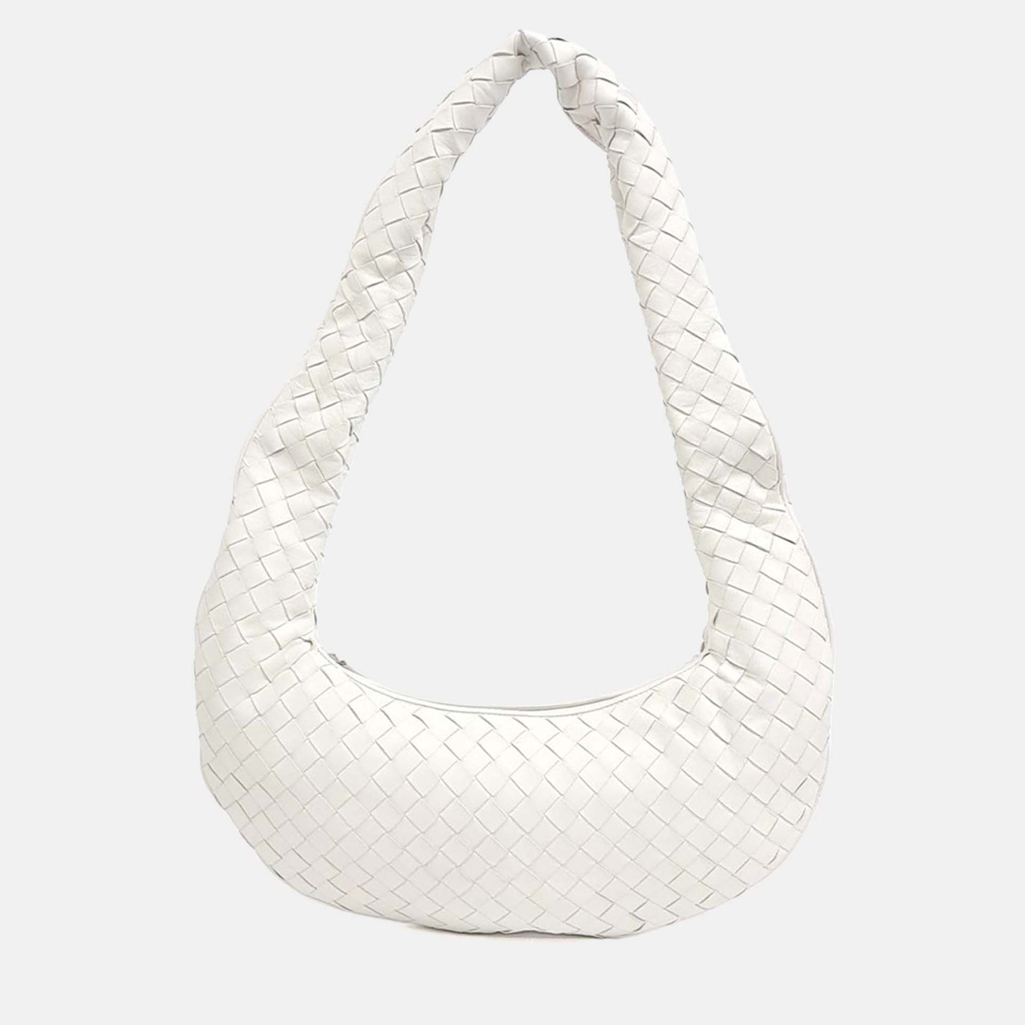 

Bottega Veneta White Leather Mesh Crossbody Bag