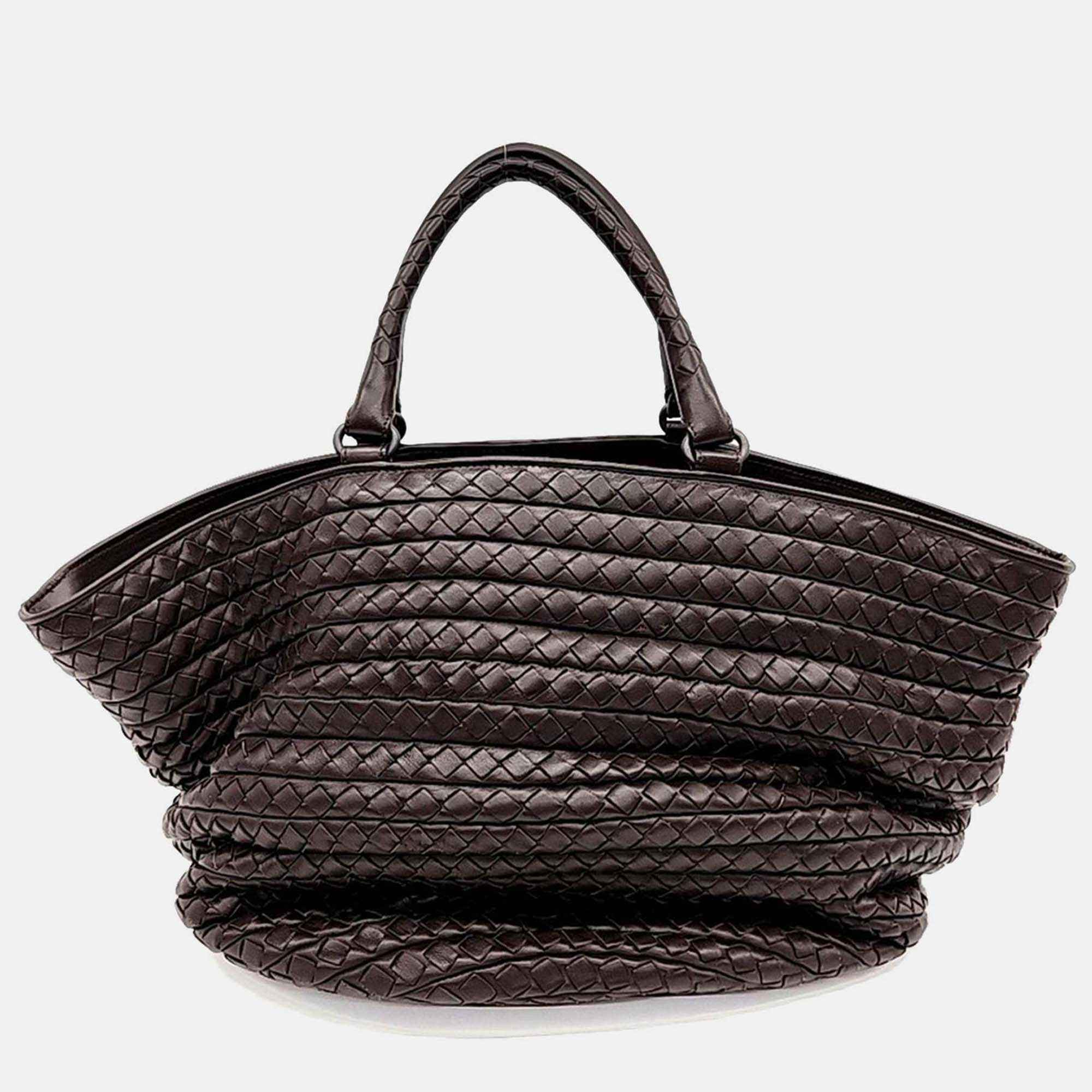 

Bottega Veneta Brown Leather Mesh Tote Bag