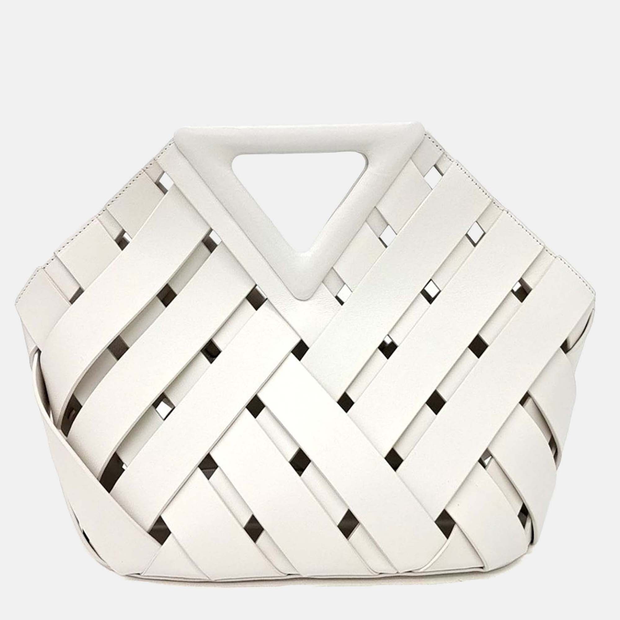 

Bottega Veneta White Leather Triangle Basket
