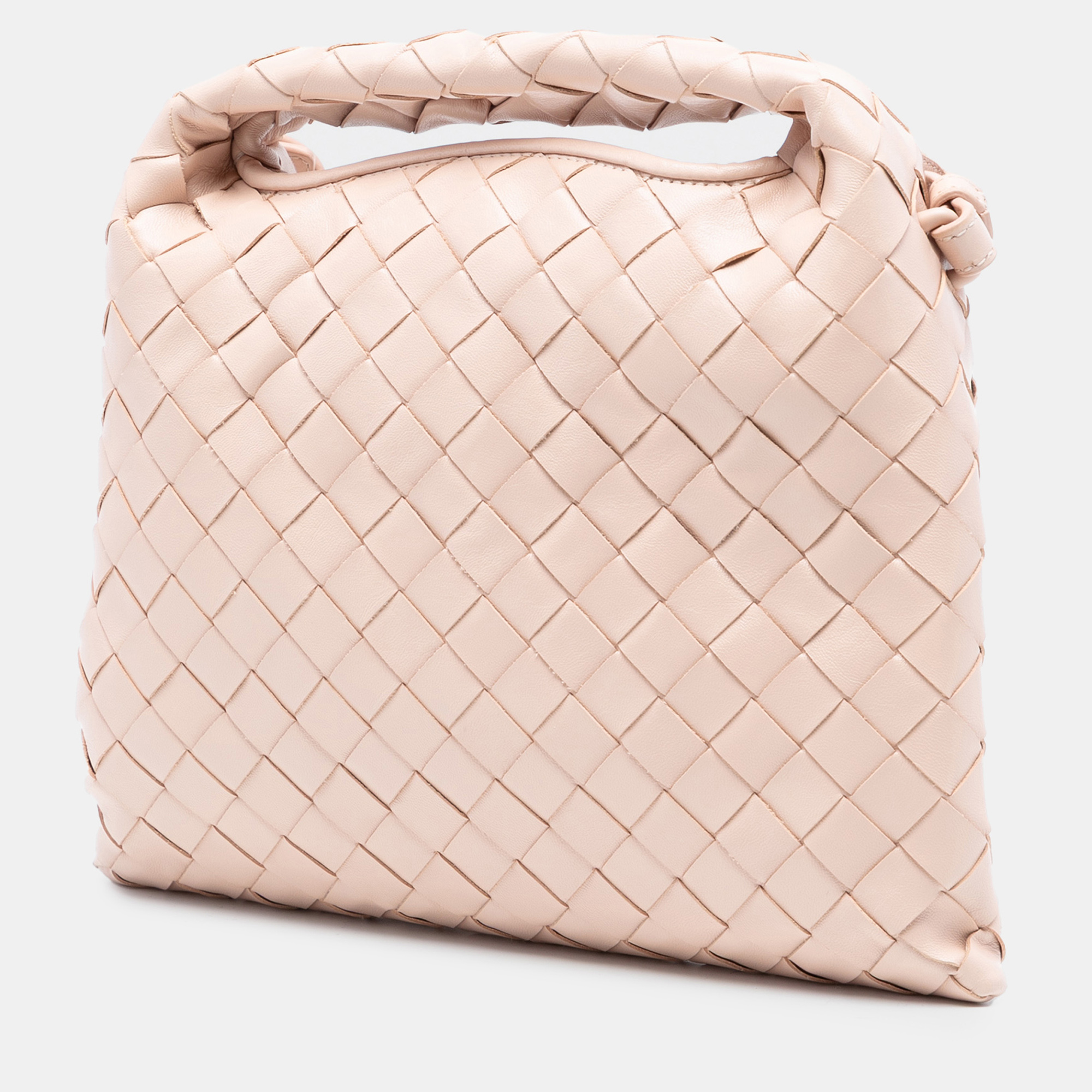 

Bottega Veneta Pink Mini Calfskin Intrecciato Hop Satchel