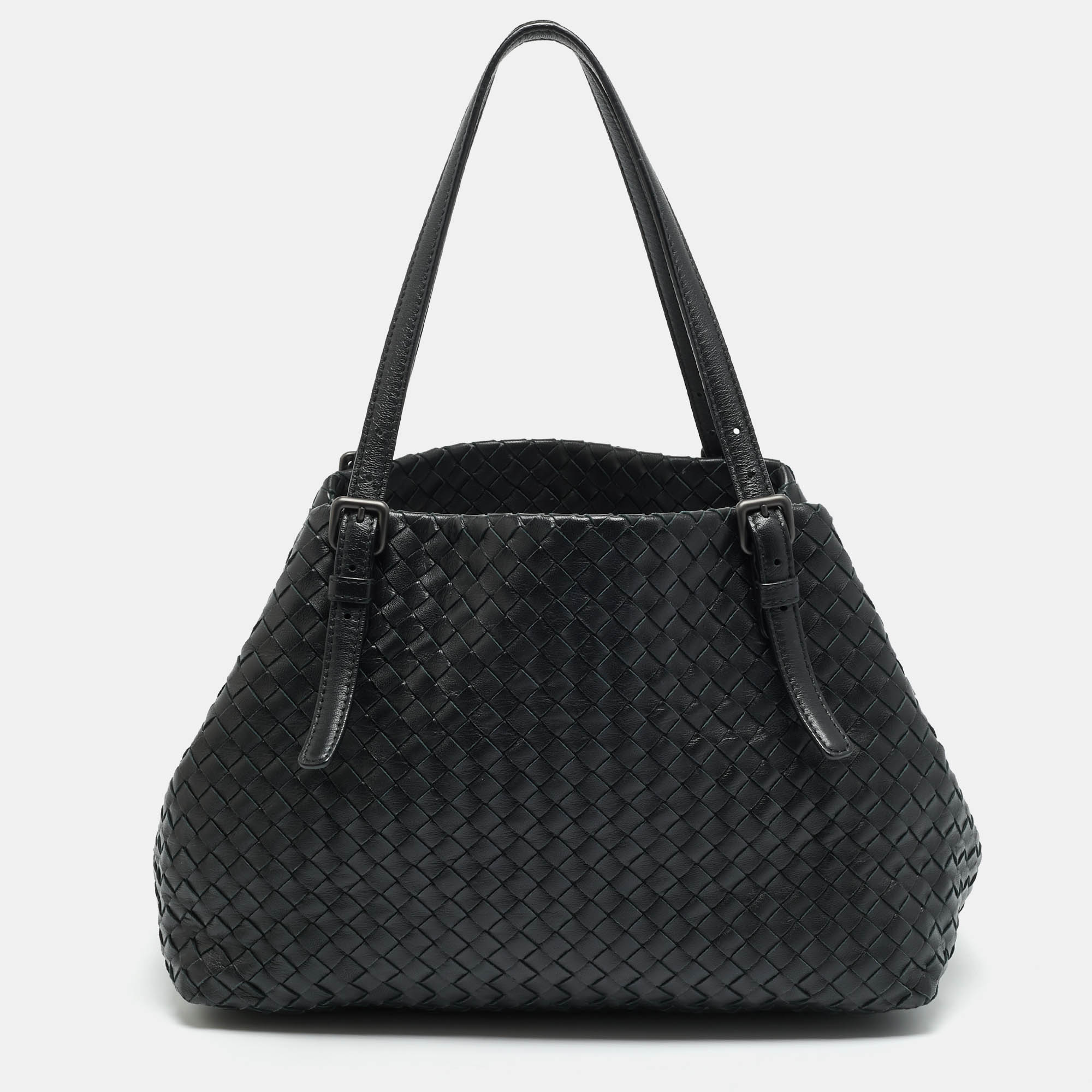 

Bottega Veneta Cesta Black Intrecciato Leather Tote