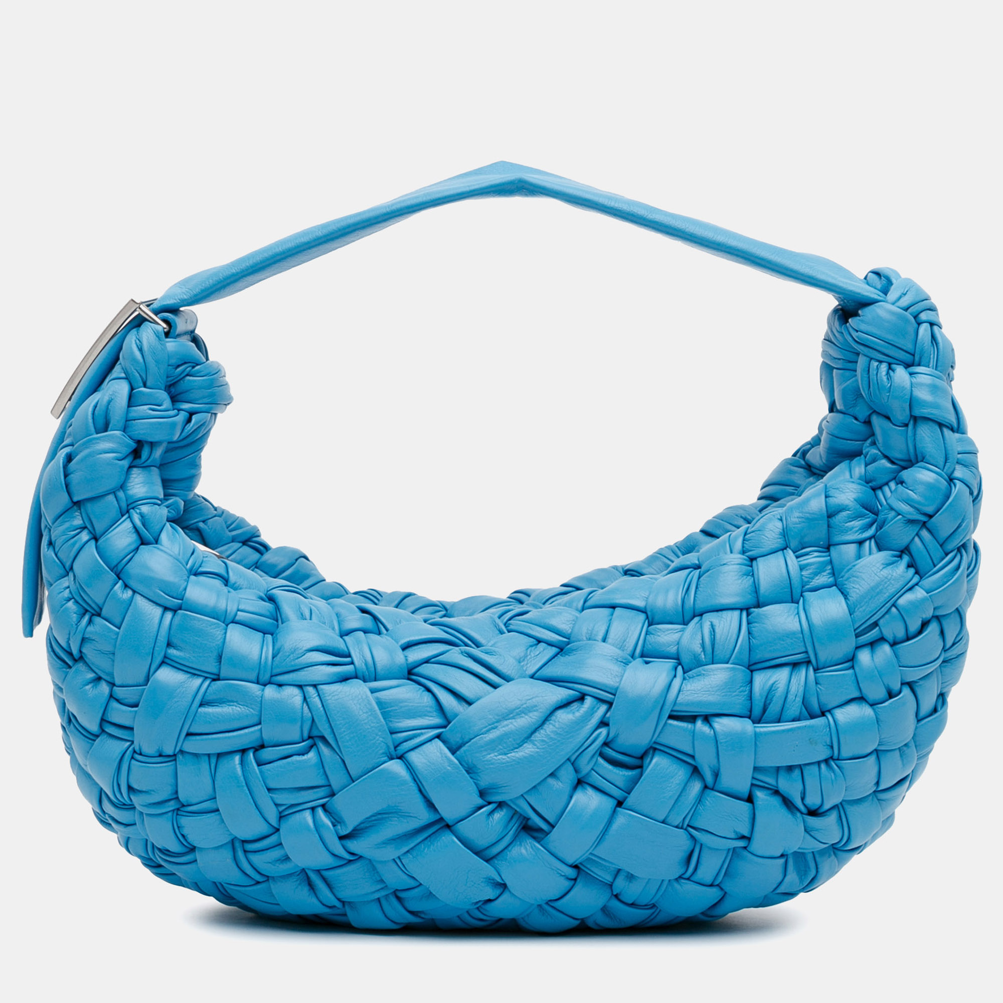 

Bottega Veneta Blue Paper Calfskin Intrecciato Banana Hobo Bag