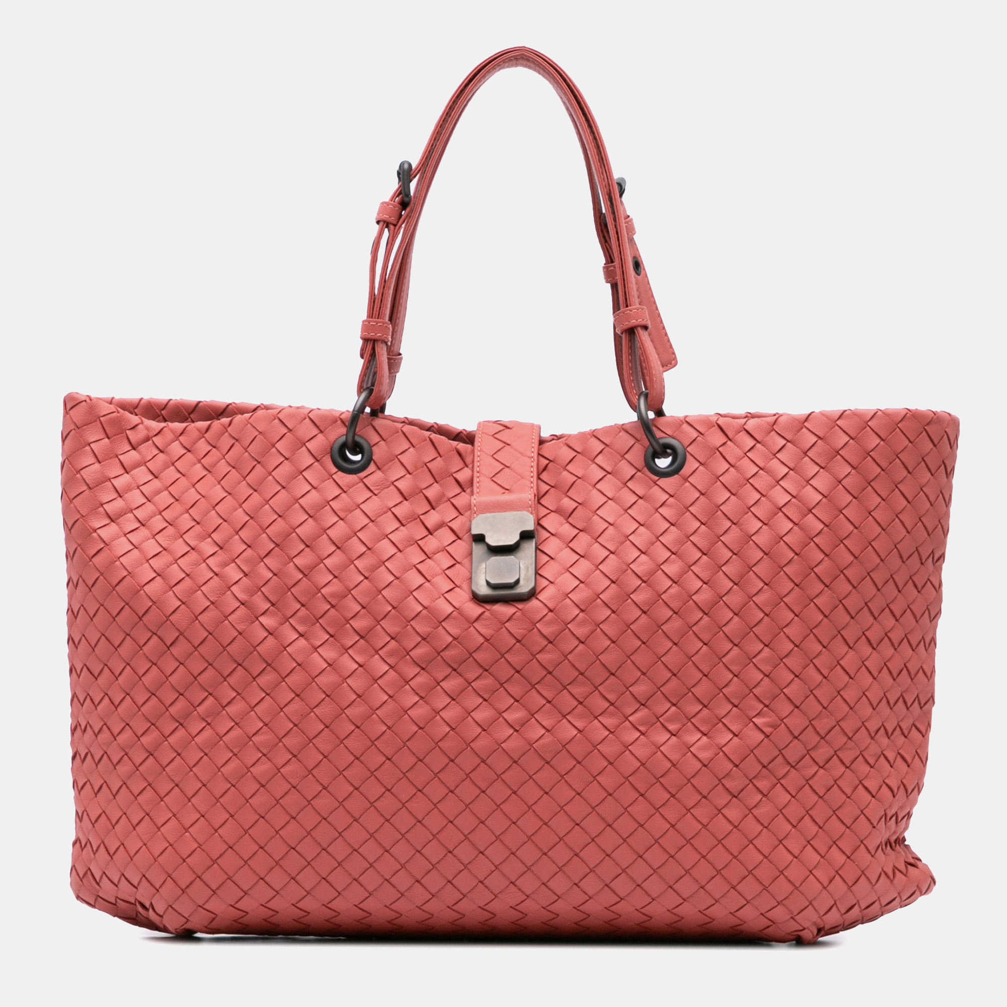 

Bottega Veneta Red Medium Nappa Intrecciato Capri Tote
