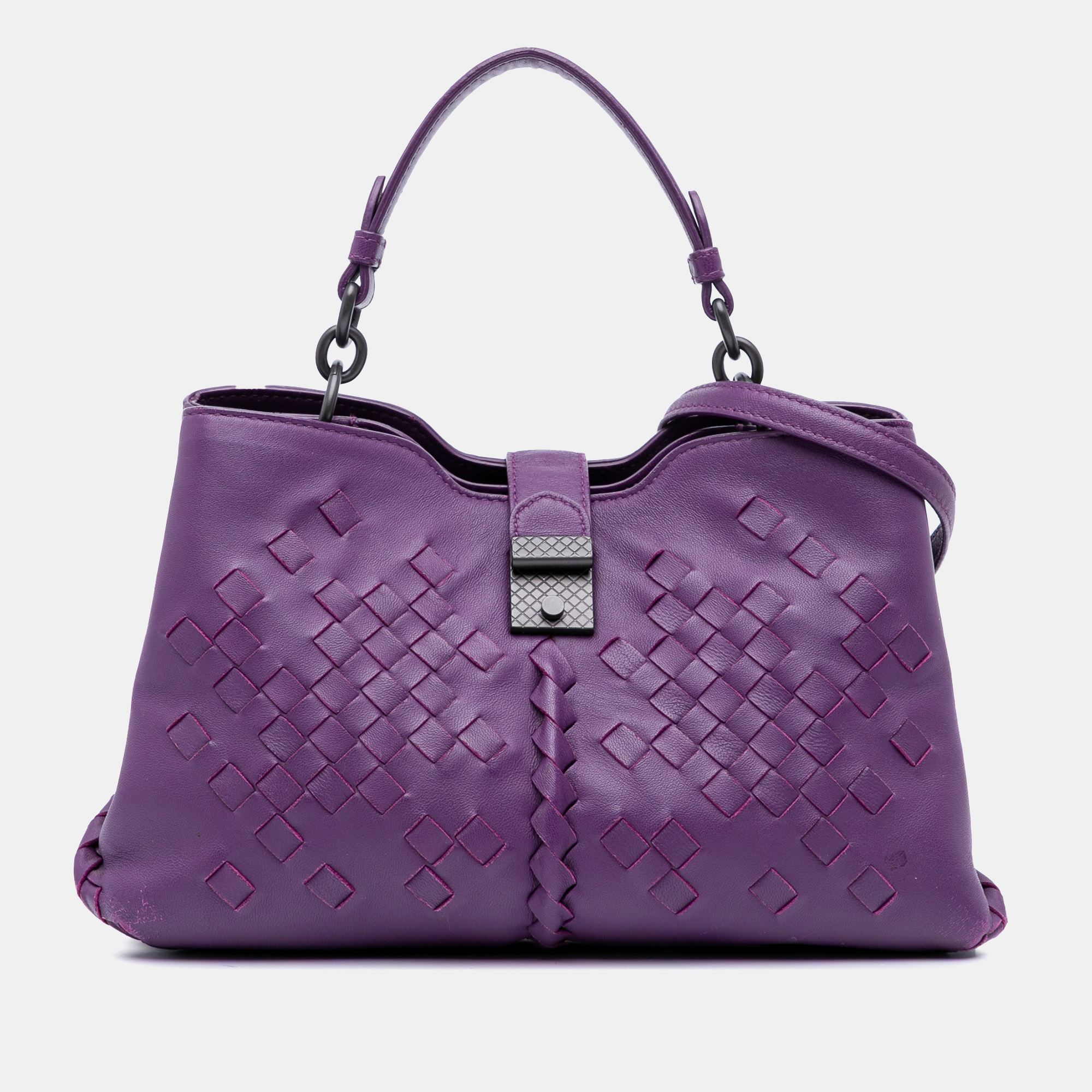

Bottega Veneta Purple Nappa Intrecciato Napoli Satchel