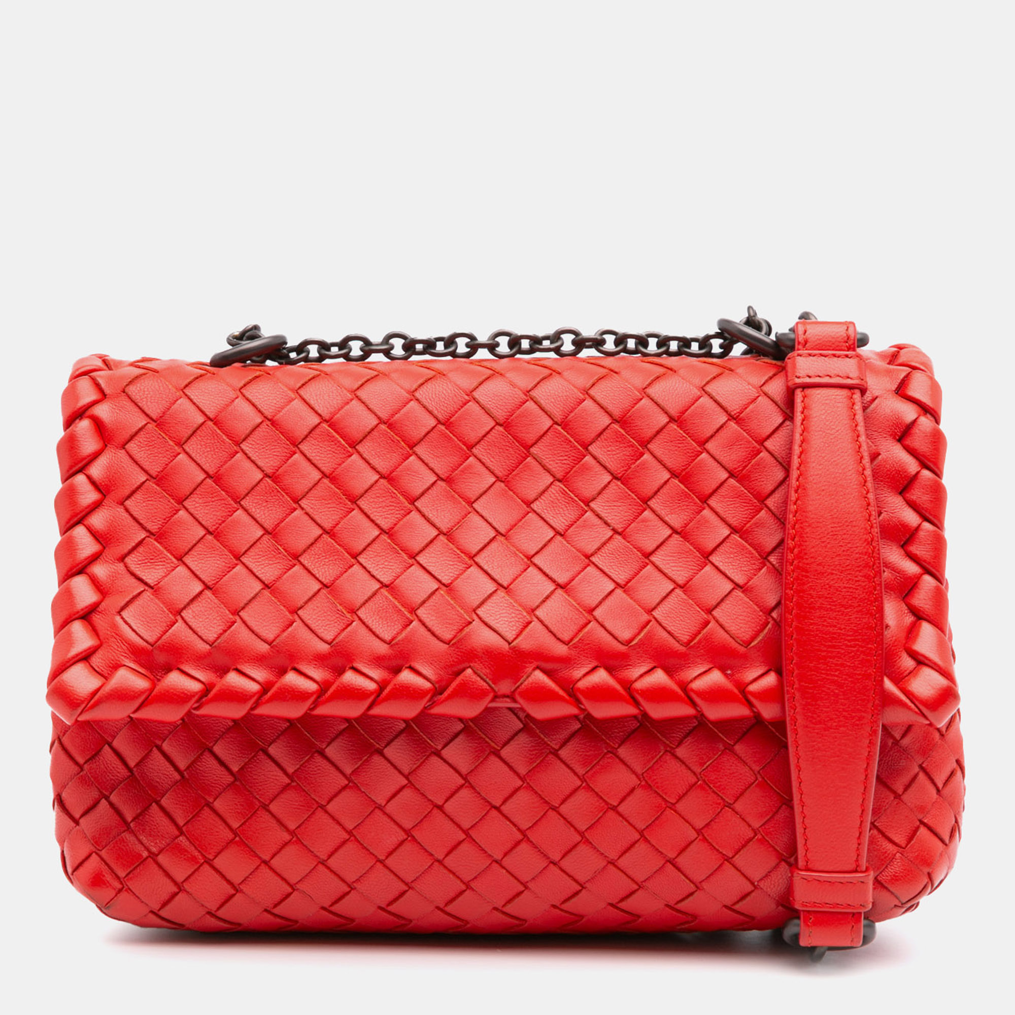

Bottega Veneta Red Baby Nappa Intrecciato Olimpia Crossbody