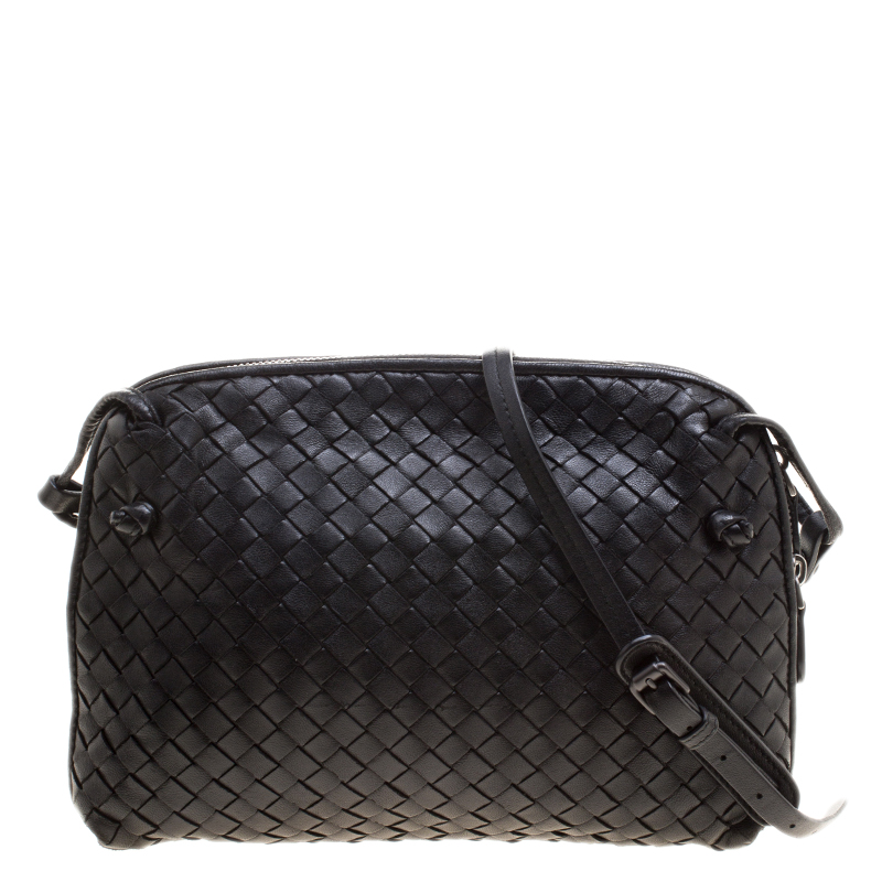 Bottega Veneta Black Intrecciato Crossbody Bag