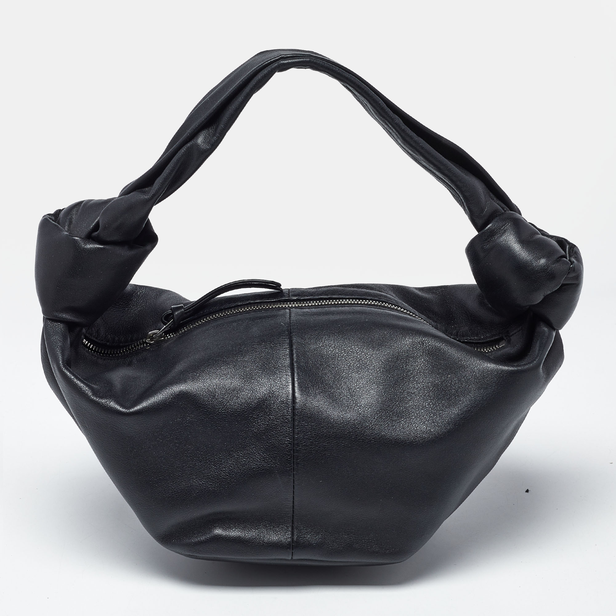 

Bottega Veneta Double Knot Mini Black Leather Hobo