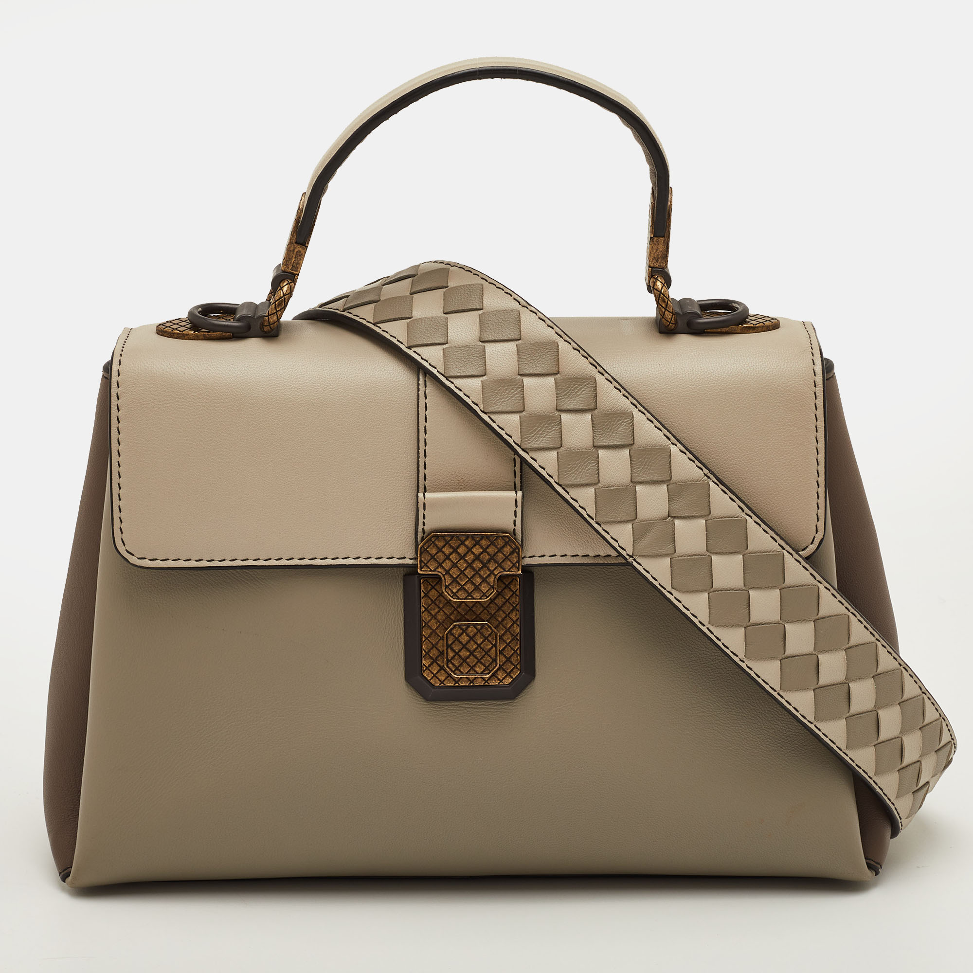 

Bottega Veneta Piazza Small Multicolor Leather Flap Top Handle Bag