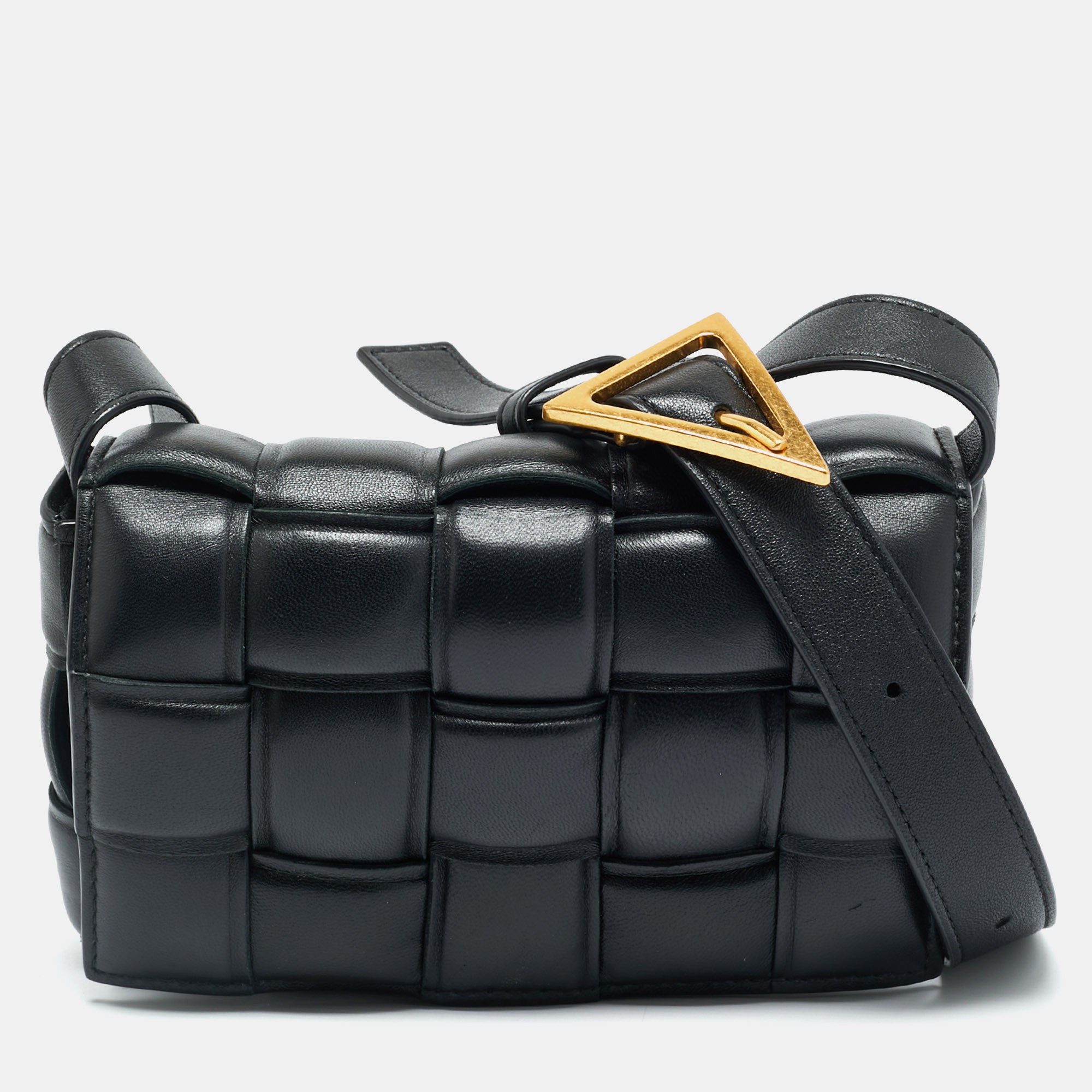 

Bottega Veneta Padded Cassette Black Intreccio Leather Crossbody Bag