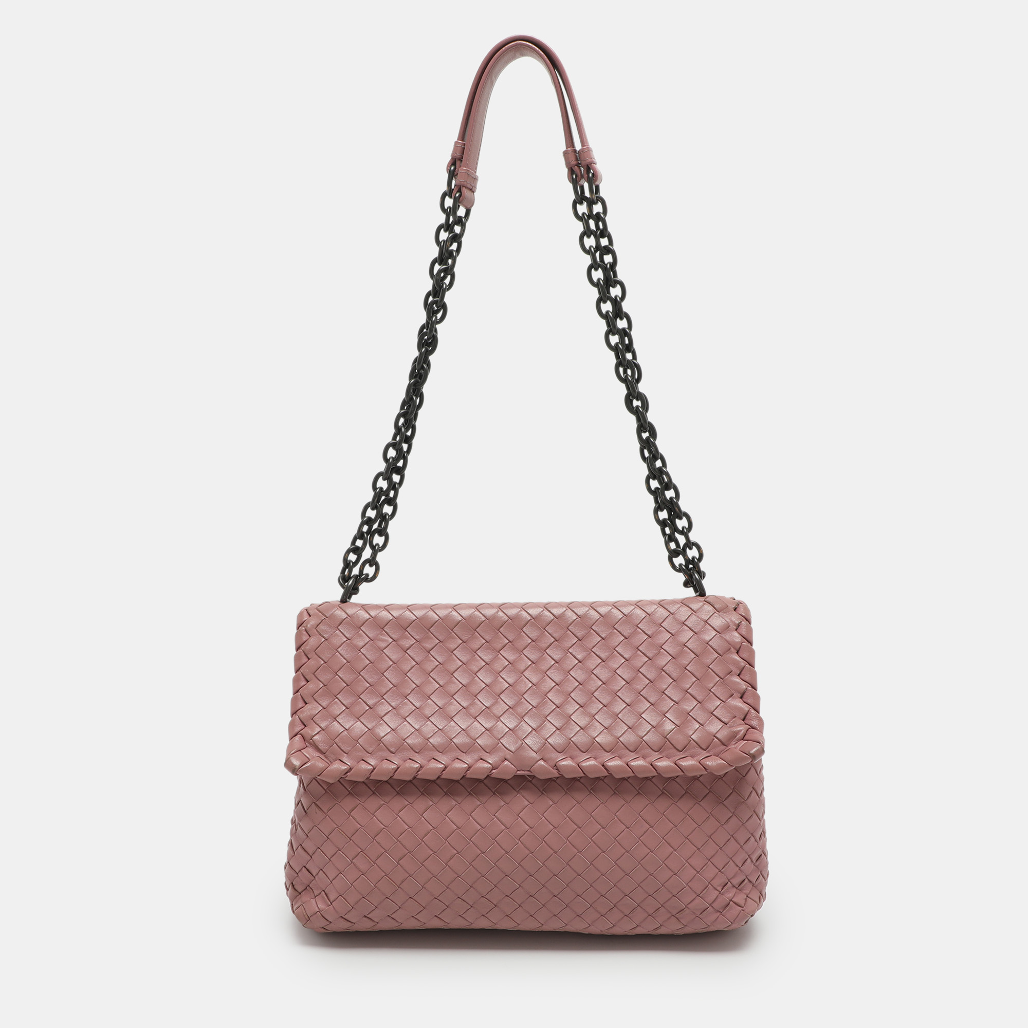 

Bottega Veneta Olimpia  Pink Intrecciato Leather Shoulder Bag