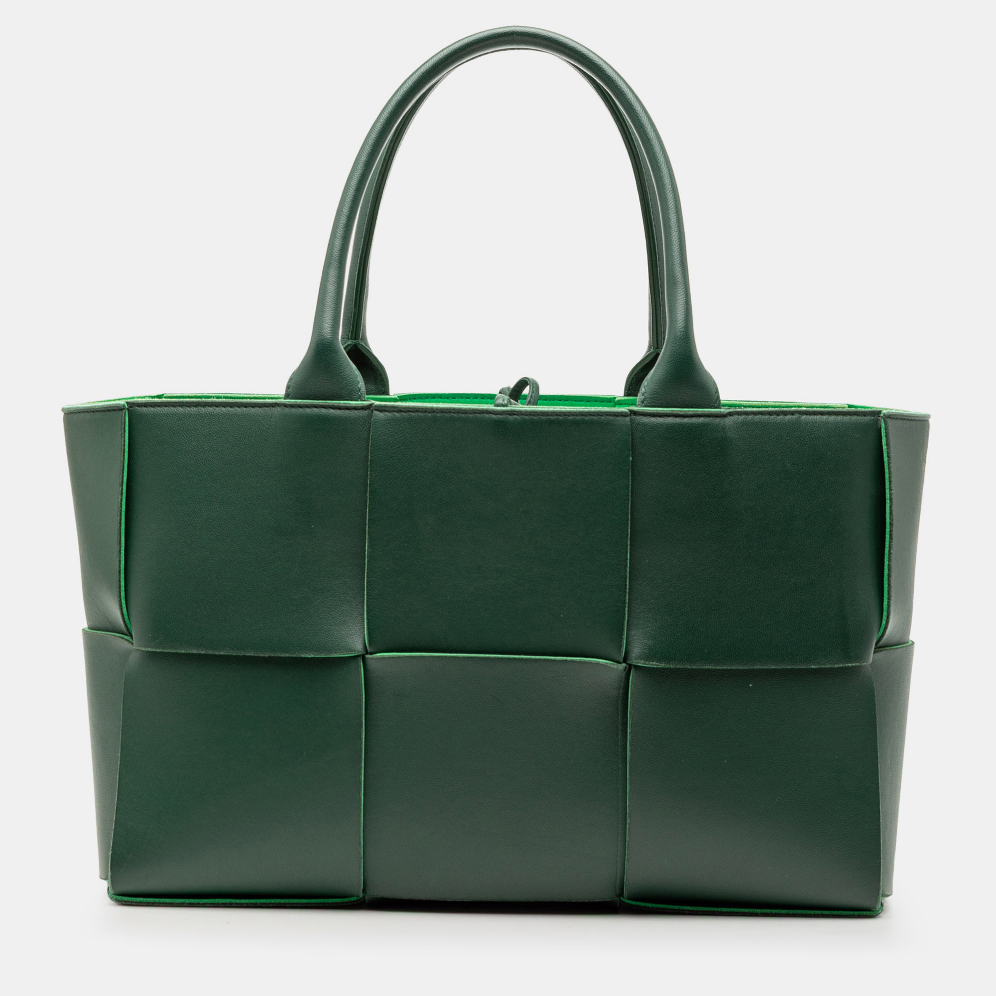 

Bottega Veneta Green Small Nappa Maxi Intrecciato Arco Tote