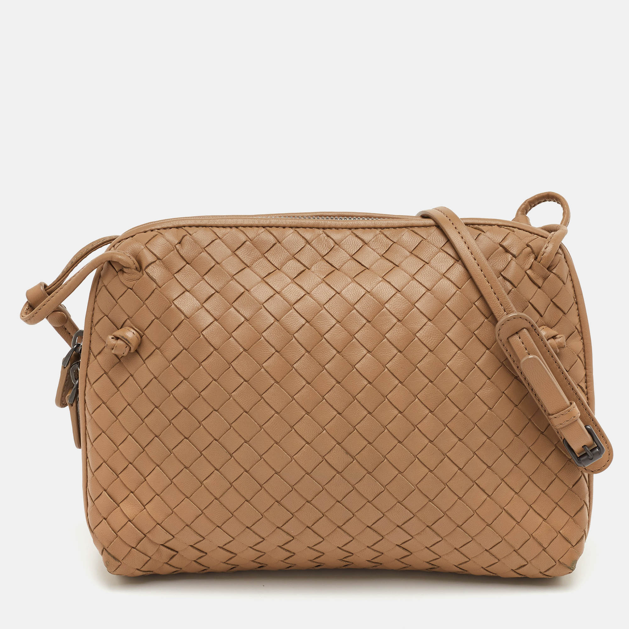 

Bottega Veneta Nodini Beige Intrecciato Leather Crossbody Bag