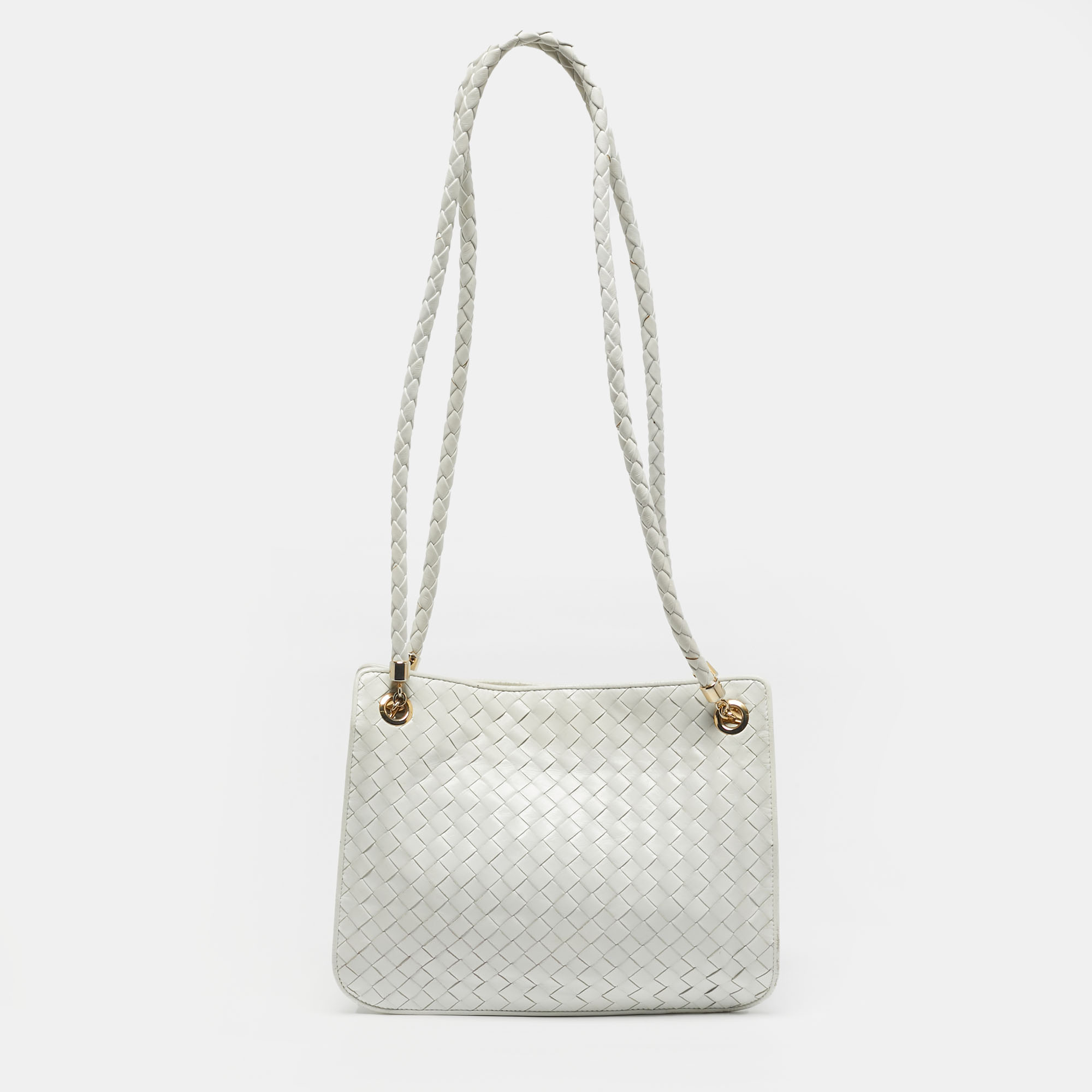 

Bottega Veneta White Intrecciato Leather Shoulder Bag
