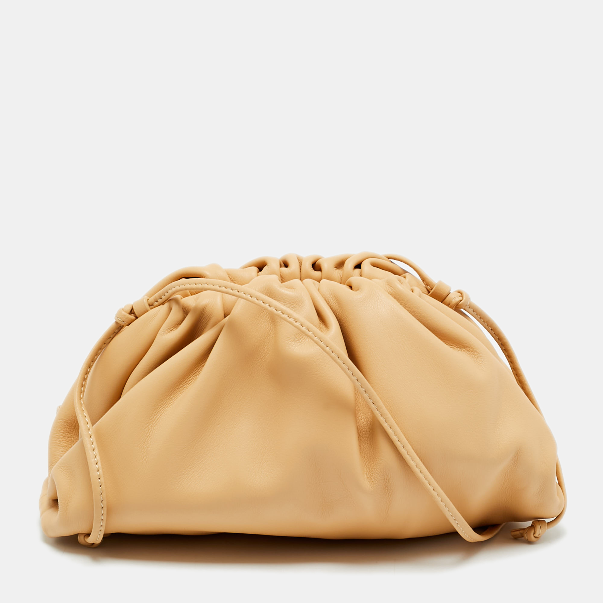 

Bottega Veneta The Pouch Mini Beige Leather Bag