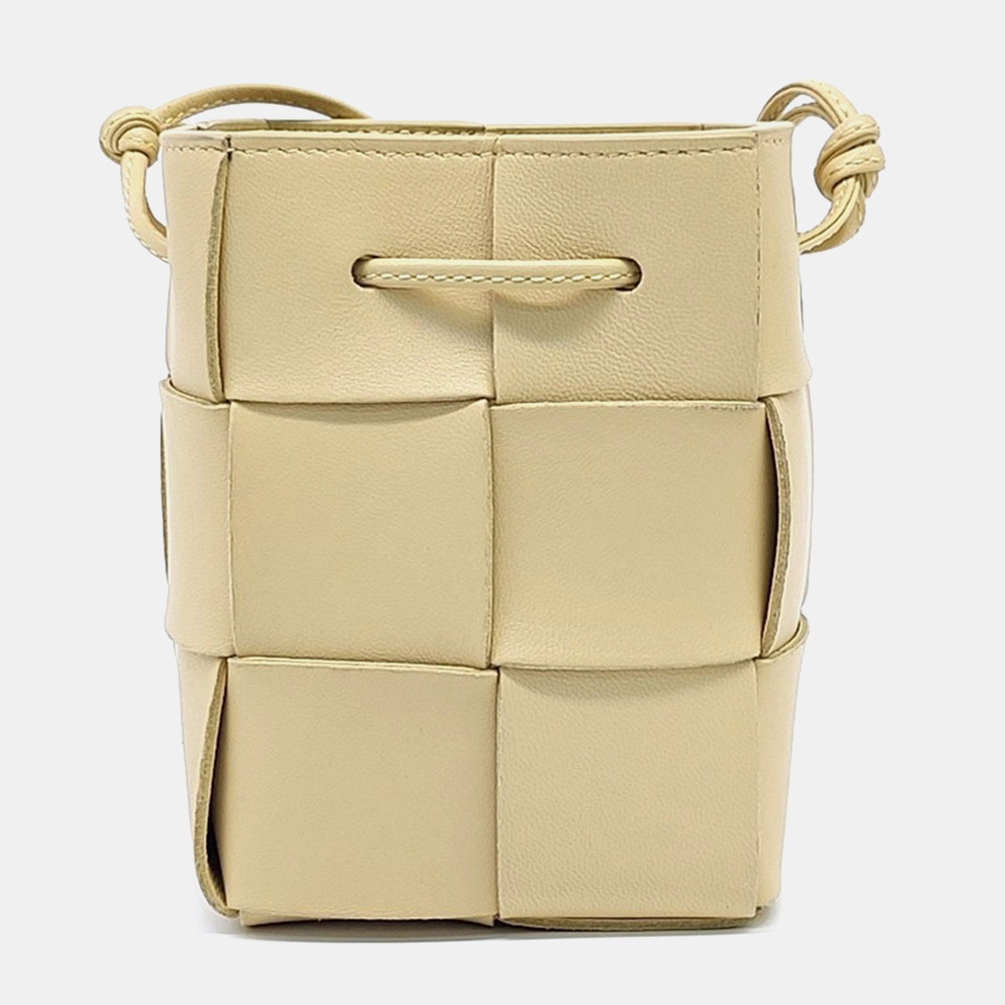 

Bottega Veneta Multicolor Leather Bucket Mini Crossbody Bag, Beige