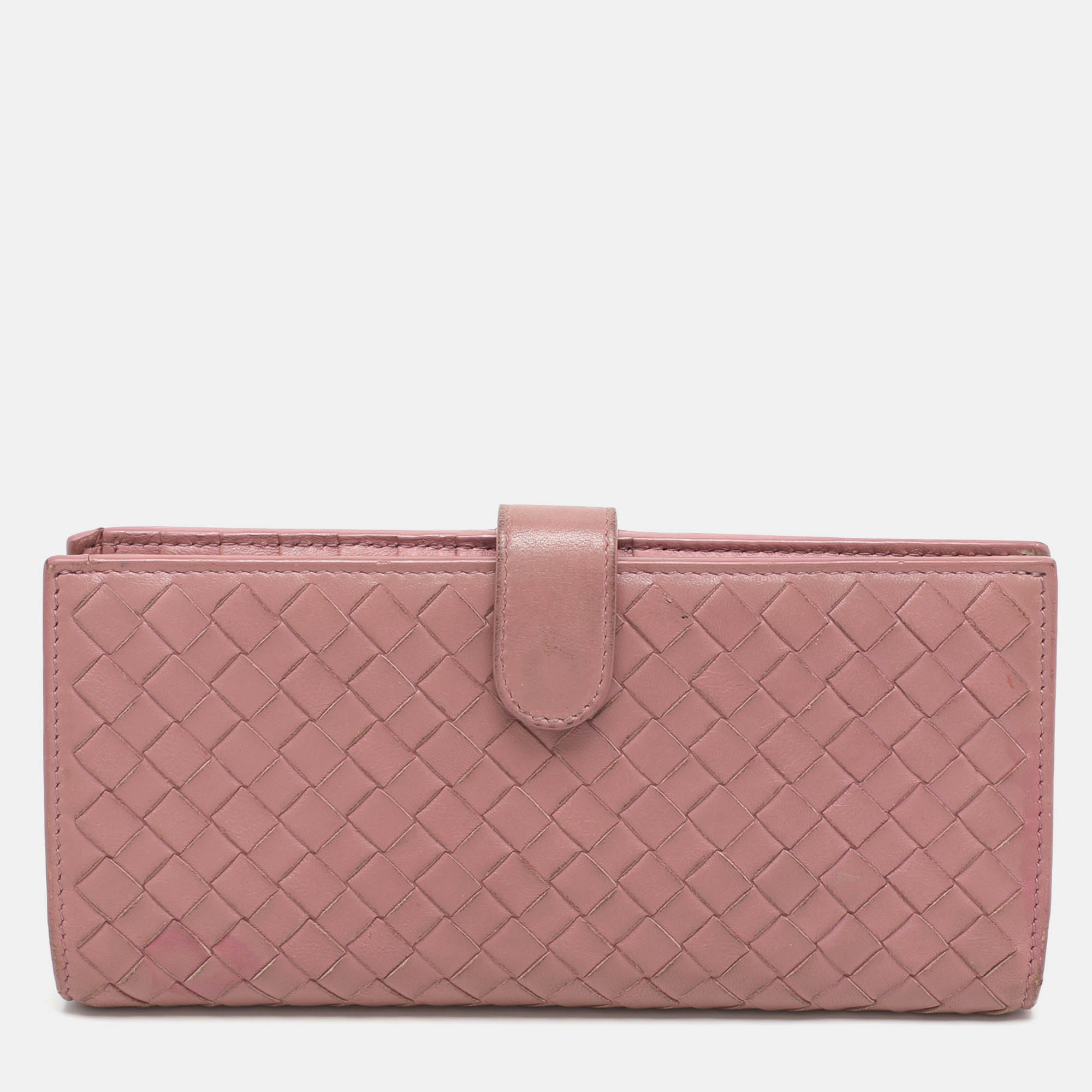 

Bottega Veneta Pink Intrecciato Leather Long Wallet