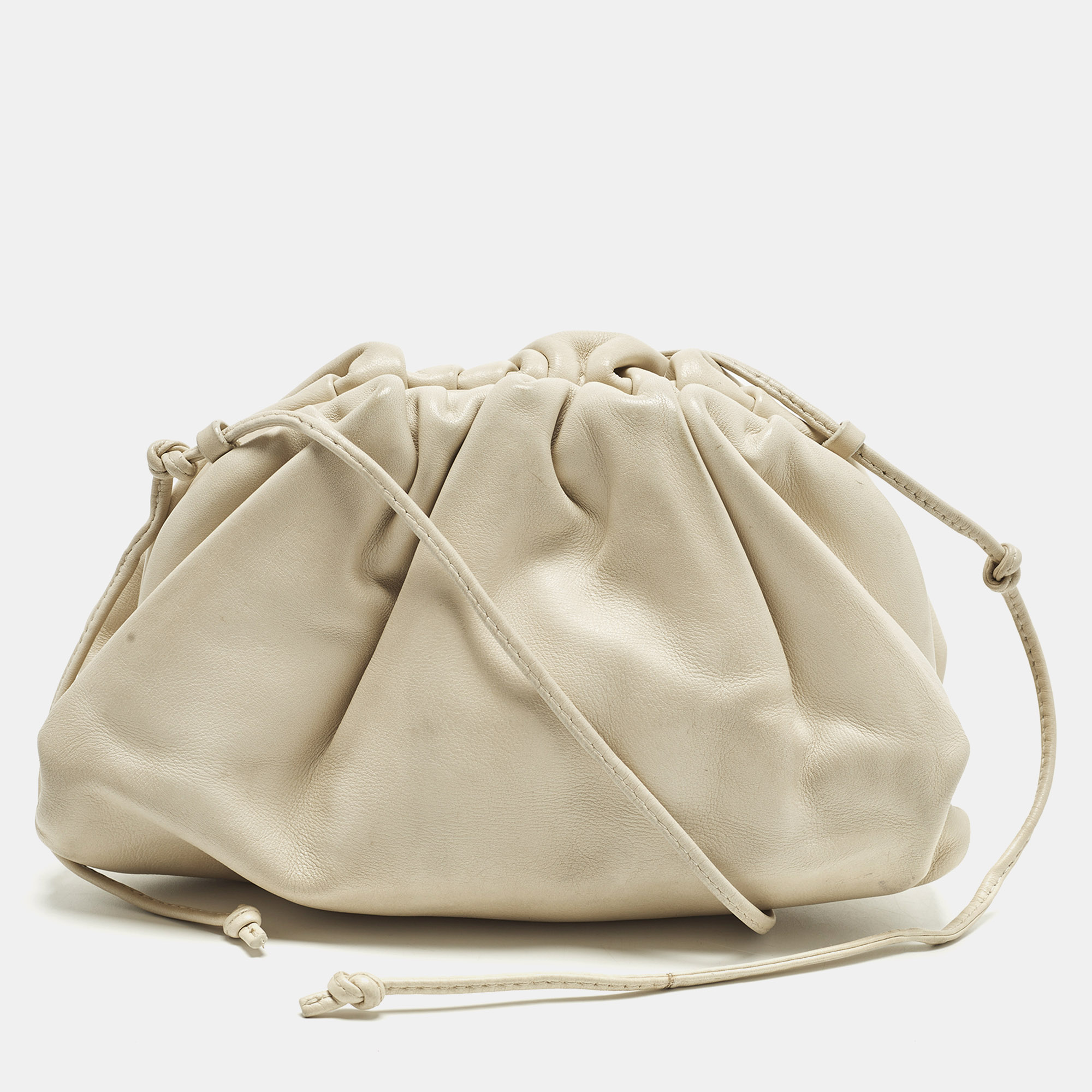 

Bottega Veneta The Pouch Mini Off White Leather Crossbody Bag