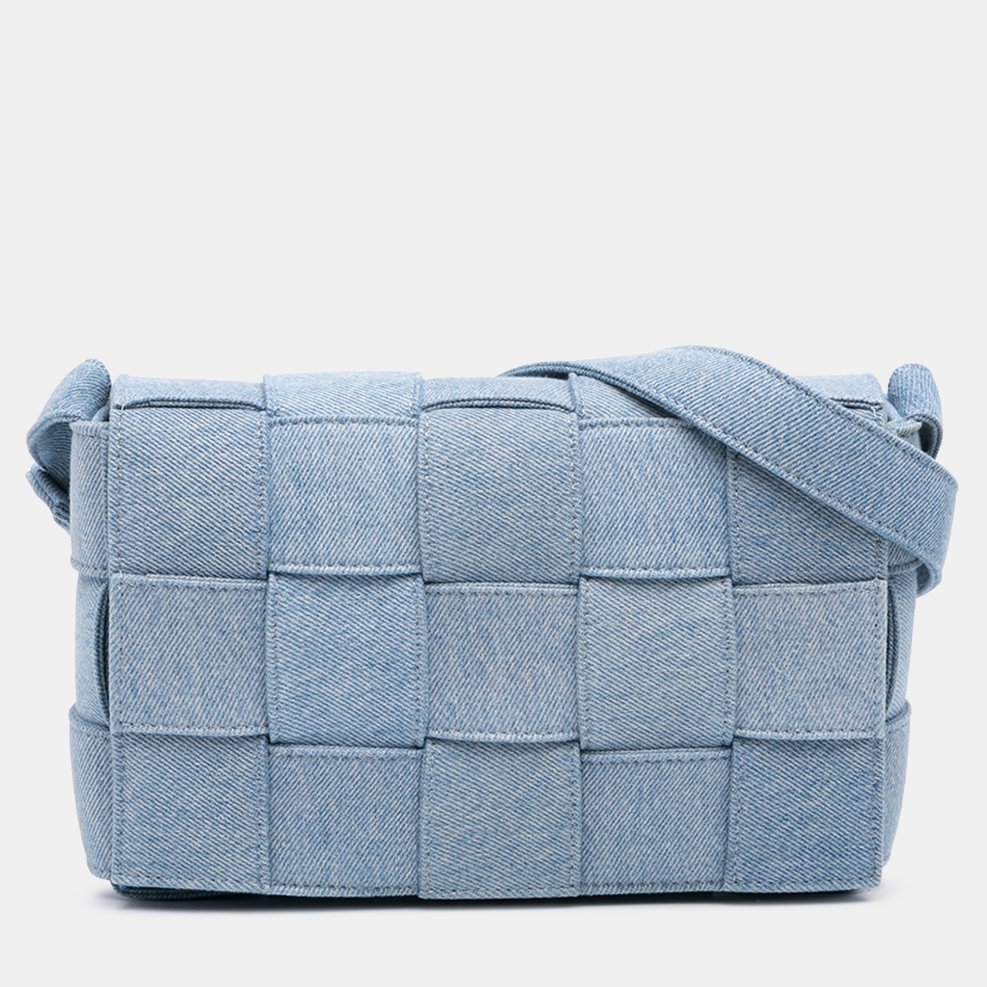 

Bottega Veneta Blue Denim Intrecciato Cassette Crossbody