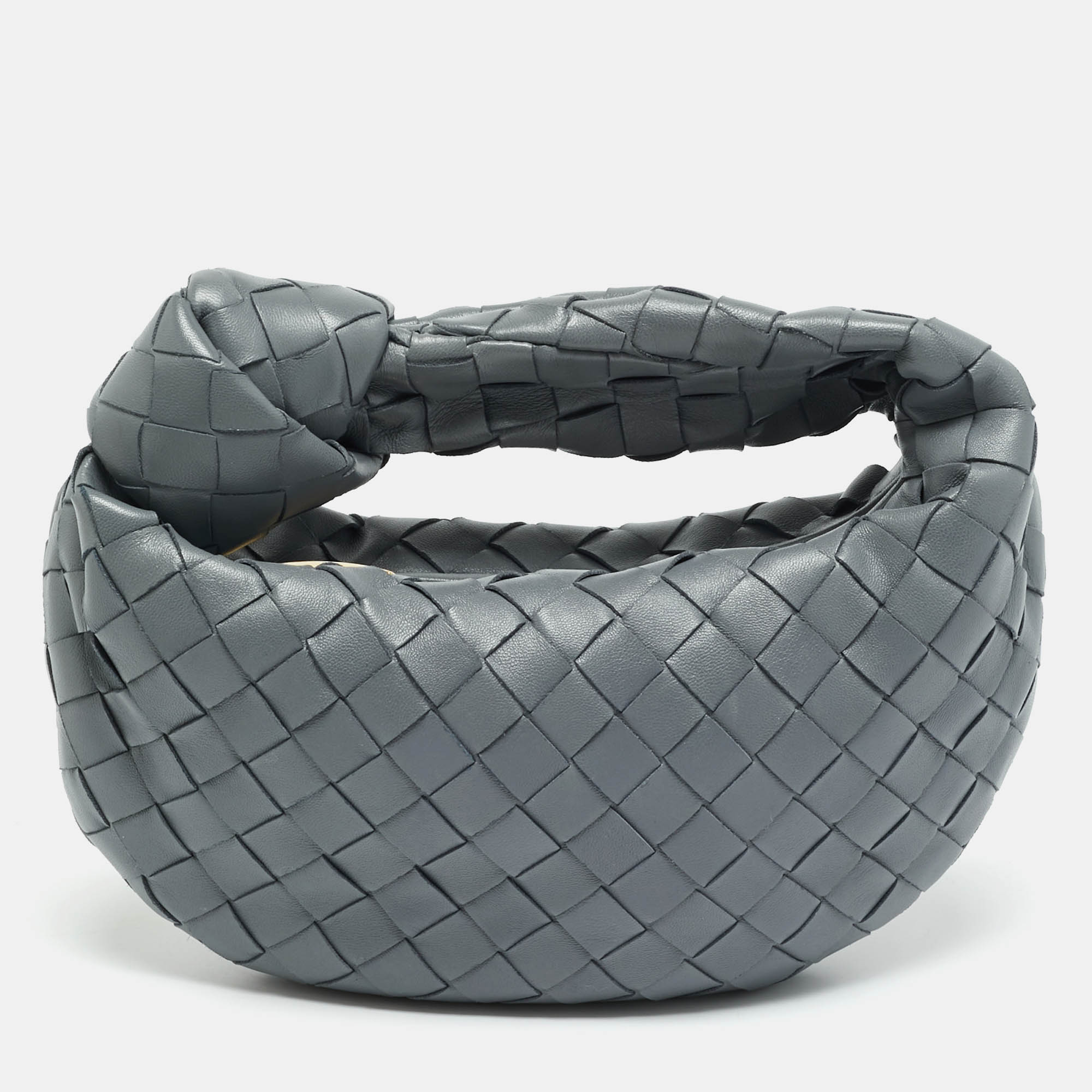 

Bottega Veneta Jodie Mini Grey Intrecciato Leather Hobo