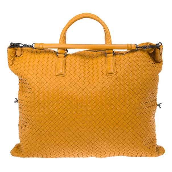Bottega Veneta Orange Nappa Intrecciato Convertible Bag