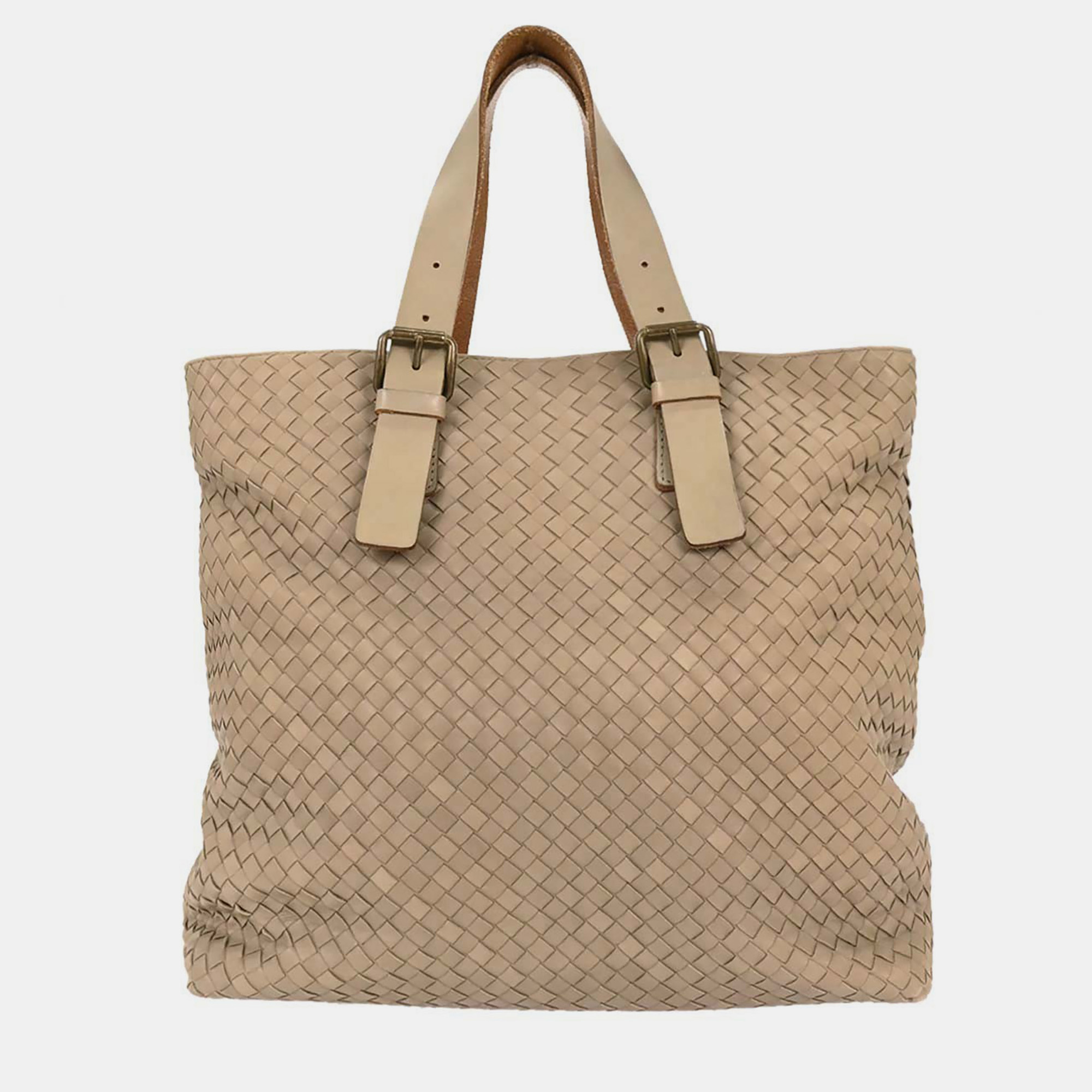 

Bottega Veneta Beige Lambskin Intrecciato Tote Bag