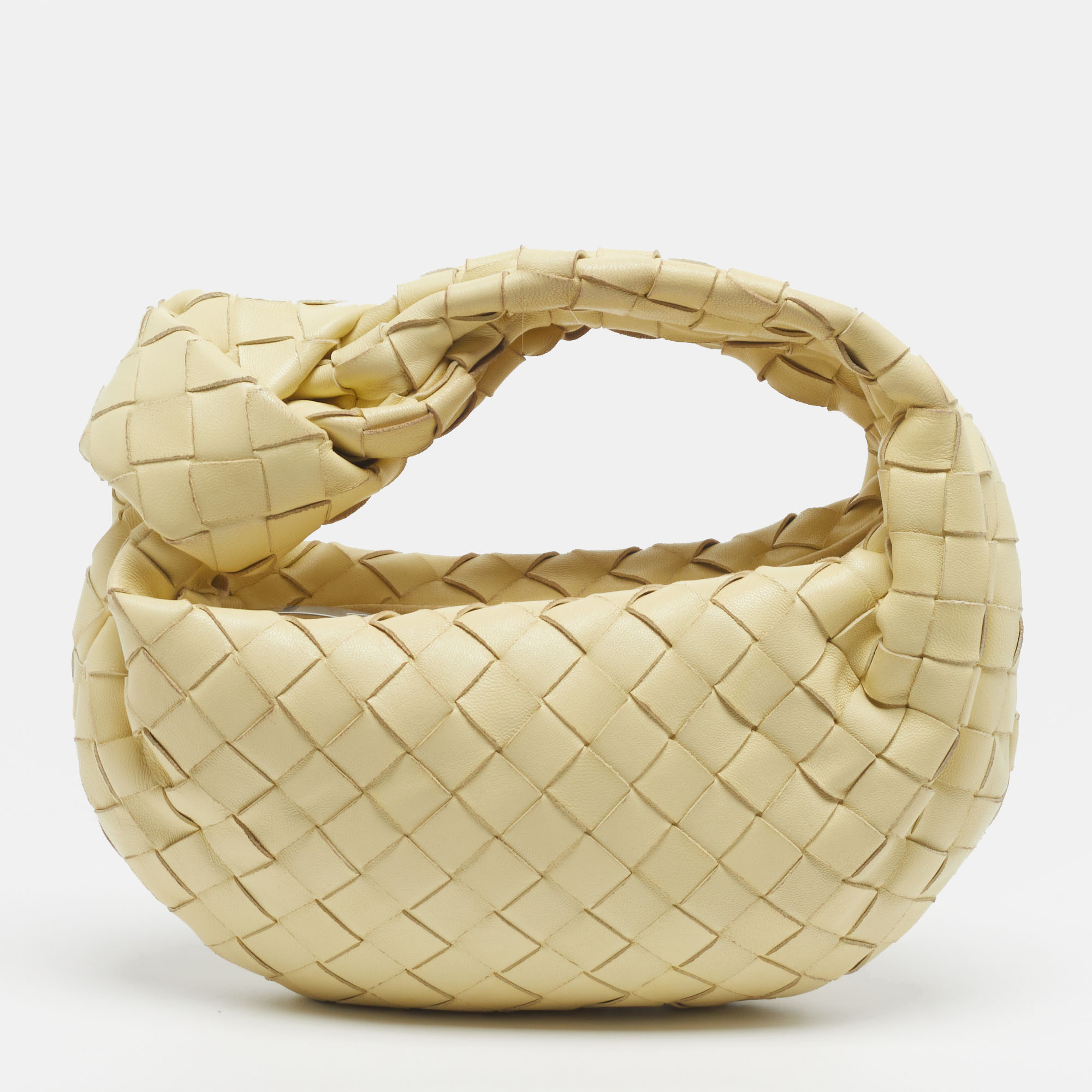 

Bottega Veneta Jodie Mini Yellow Intrecciato Leather Hobo