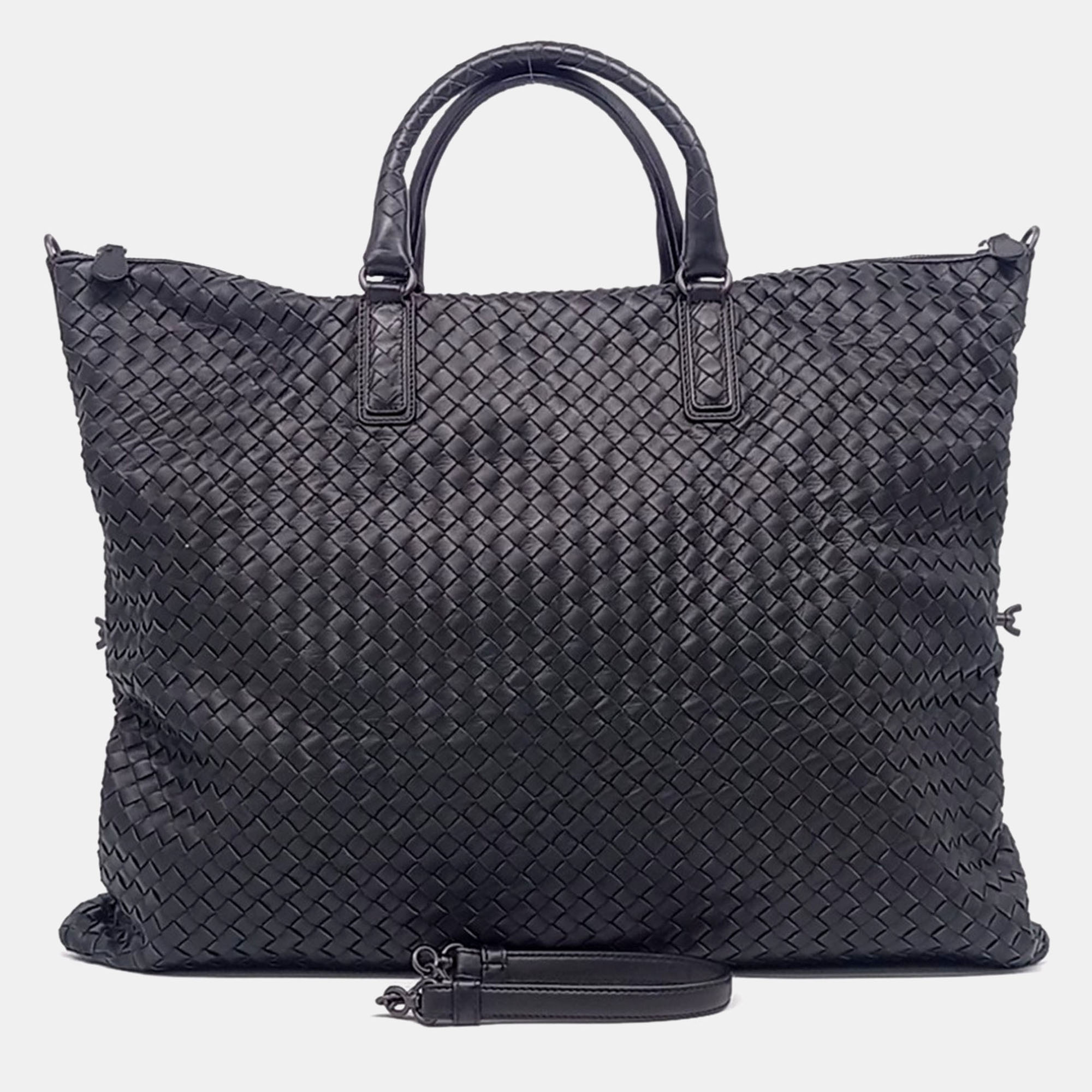 

Bottega Veneta Black Leather Mesh Tote and Shoulder Bag