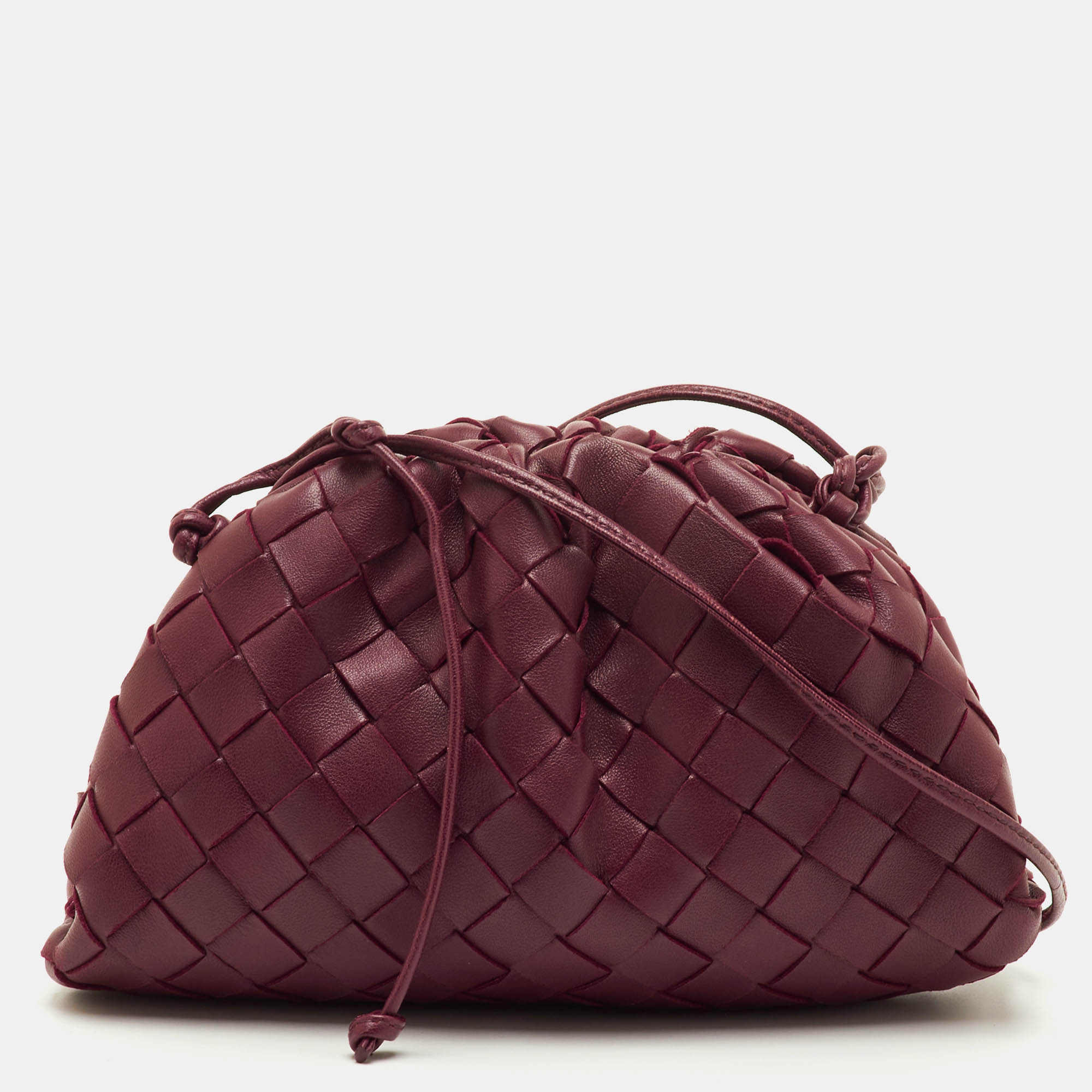 

Bottega Veneta The Pouch Mini Burgundy Intrecciato Leather Bag