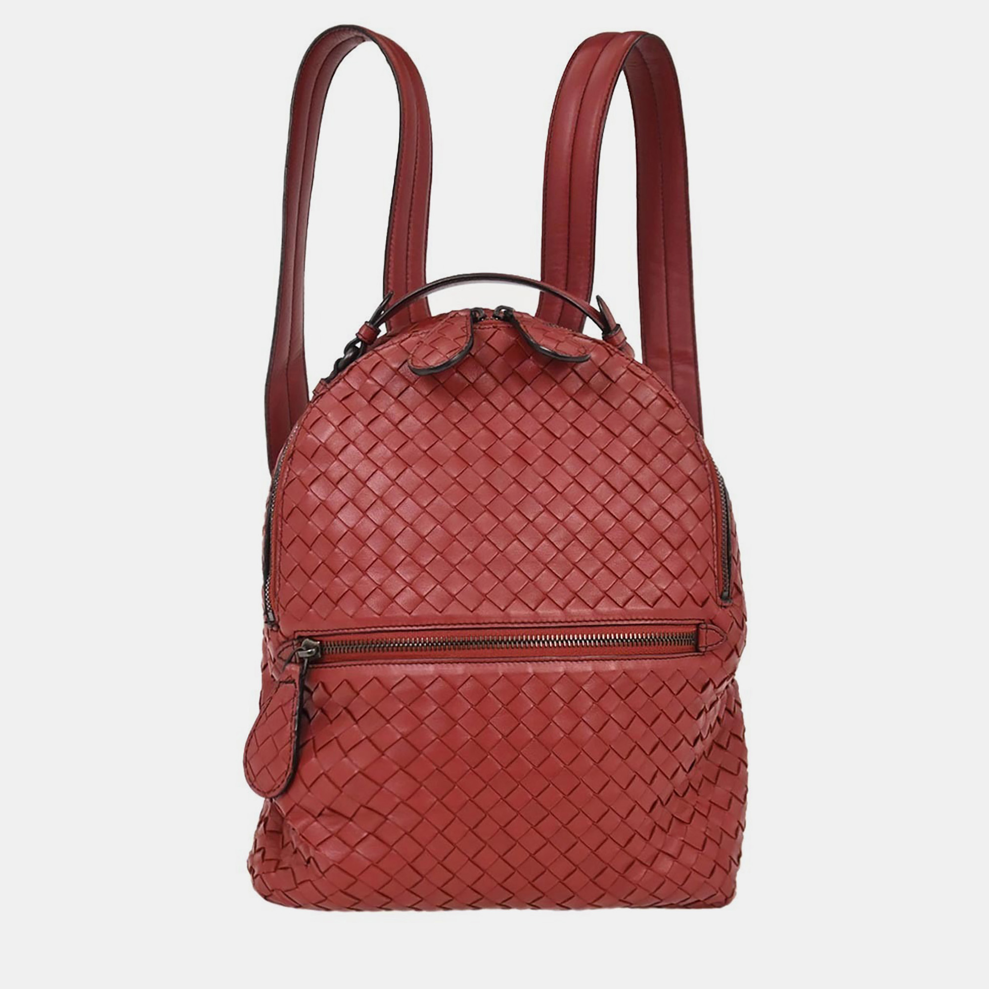 

Bottega Veneta Intrecciato Bordeaux Lambskin Leather Backpack, Red