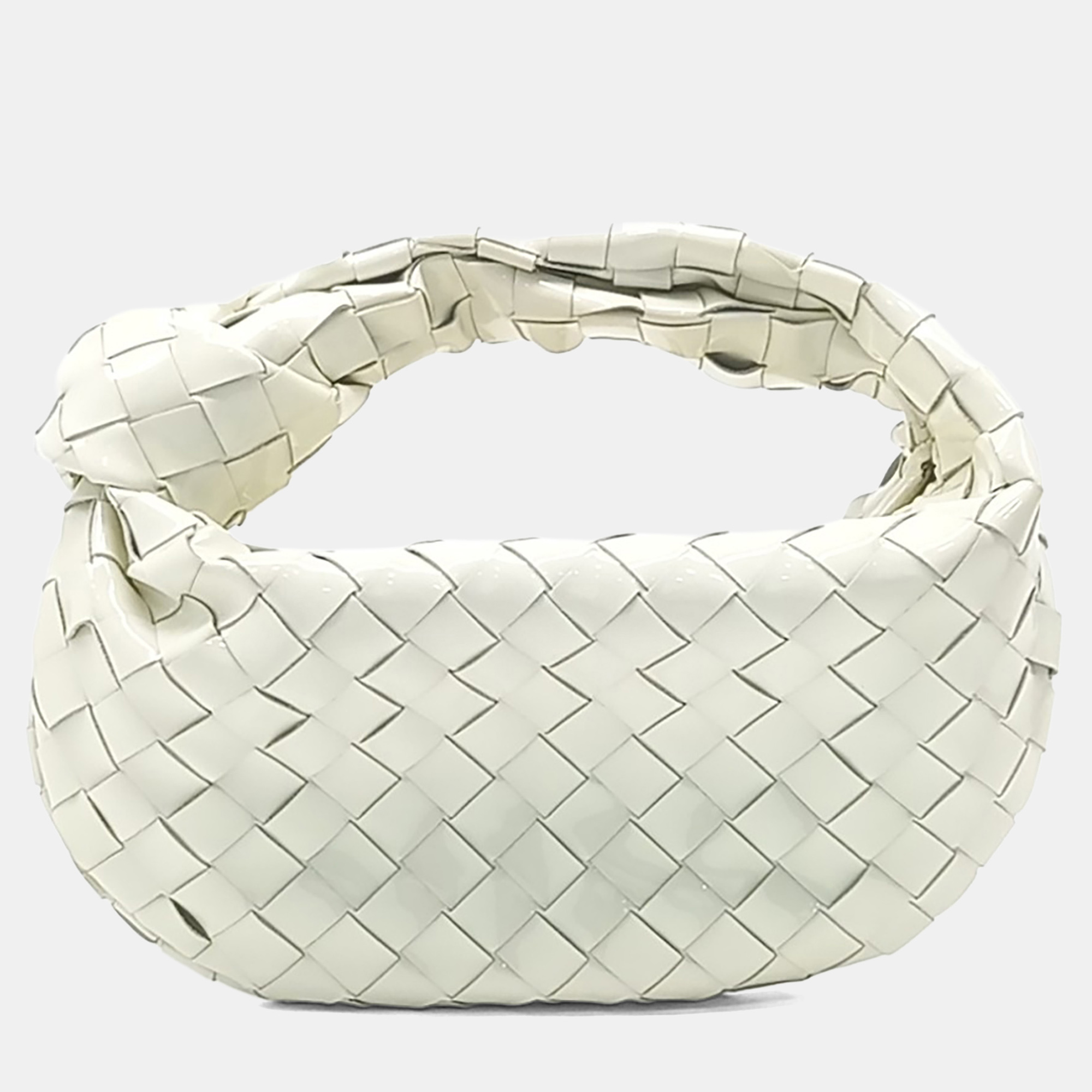 

Bottega Veneta White Leather Patent BV Mini Jodie Bag