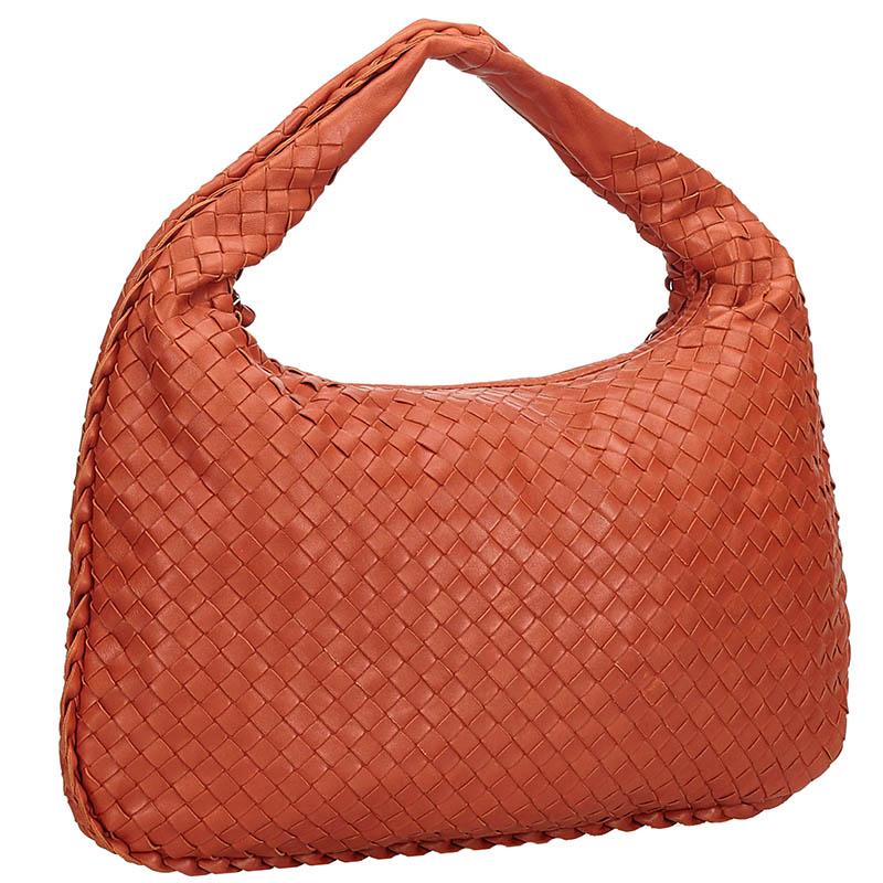 

Bottega Veneta Orange Intrecciato Leather Hobo Bag