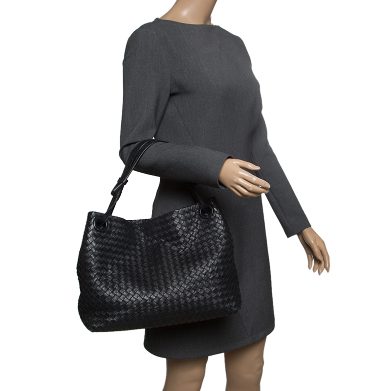

Bottega Veneta Black Intrecciato Leather Tote