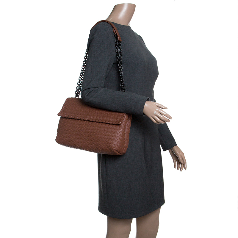 

Bottega Veneta Brown Intrecciato Leather Olimpia Shoulder Bag