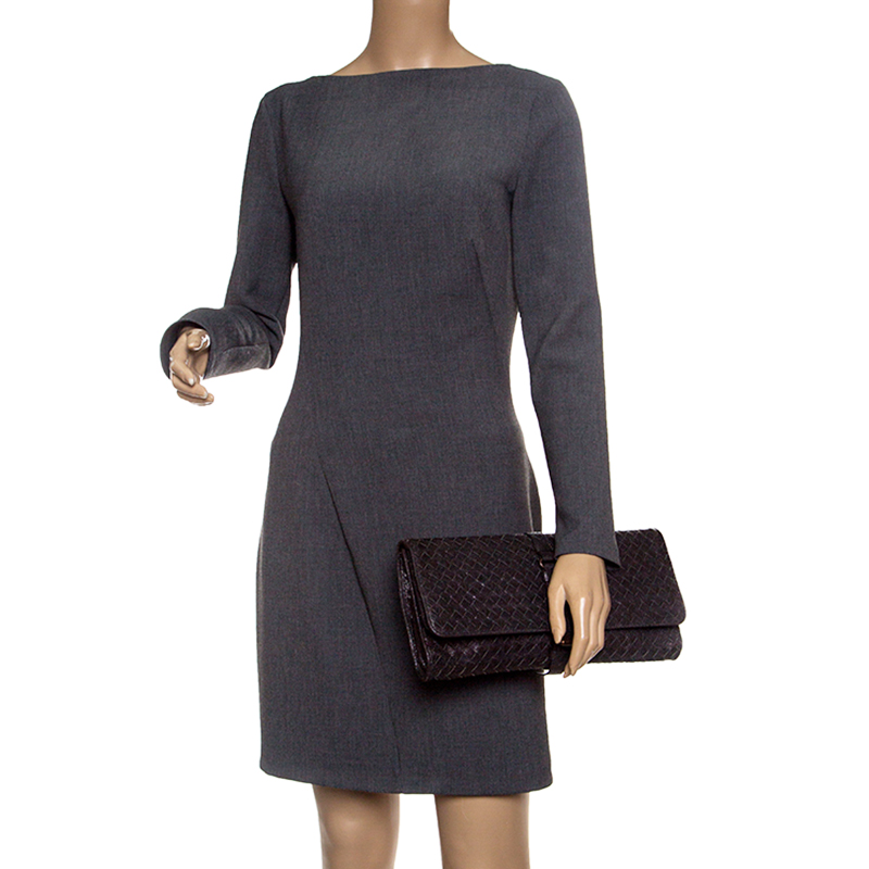 

Bottega Veneta Black Shimmering Intrecciato Leather Clutch
