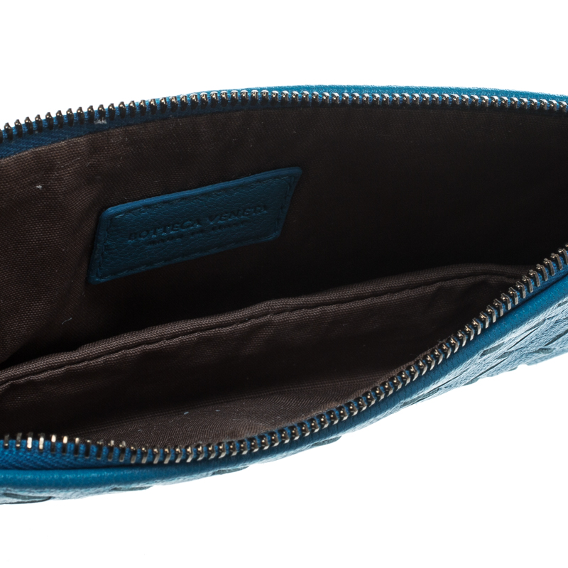 

Bottega Veneta Cerulean Blue Intrecciato Leather Pouch