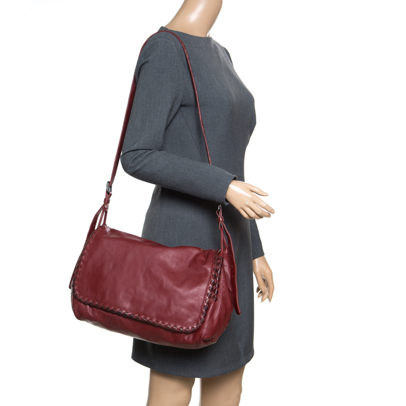 

Bottega Veneta Maroon Leather Karung Crossbody Messenger Bag, Red