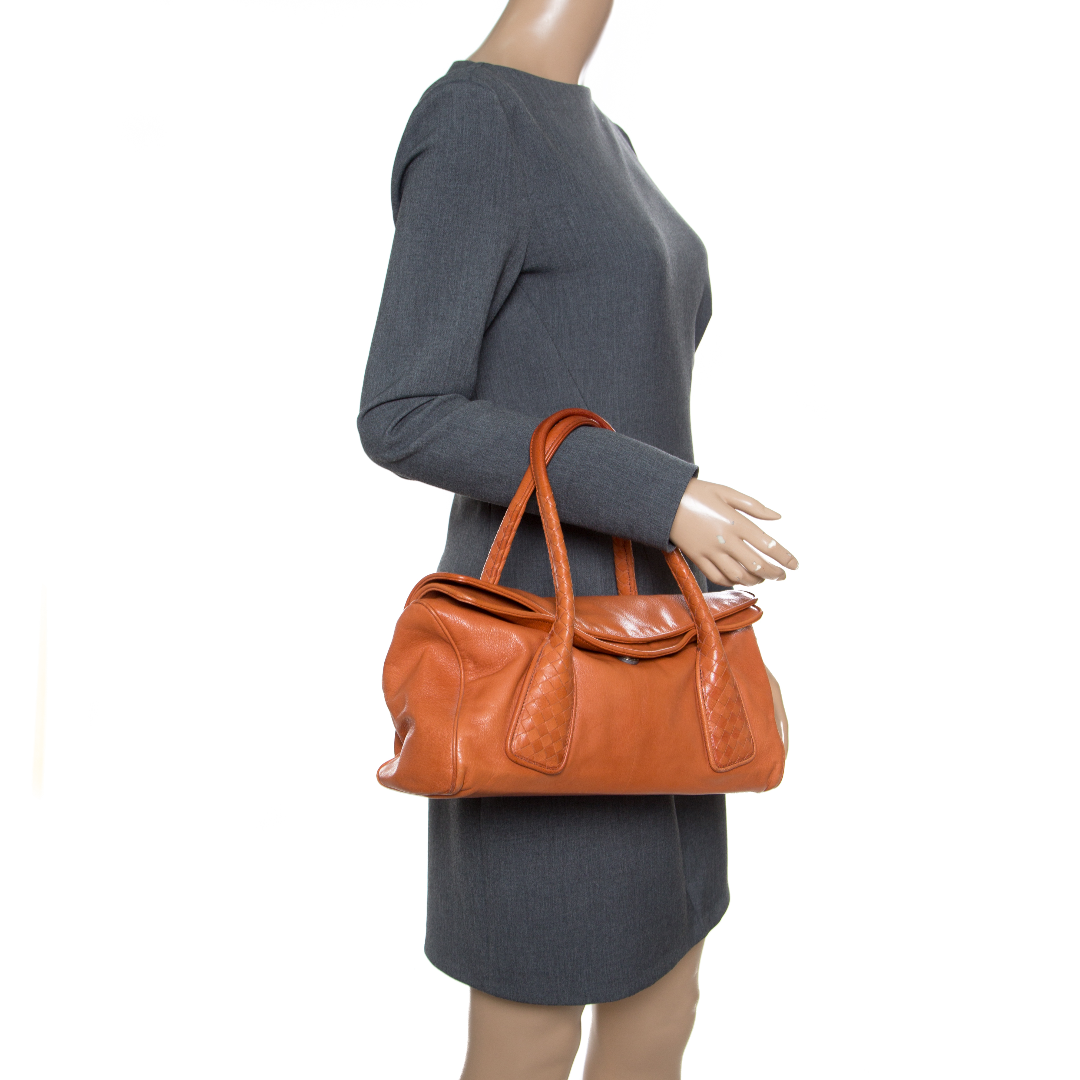 

Bottega Veneta Copper Leather Satchel, Brown