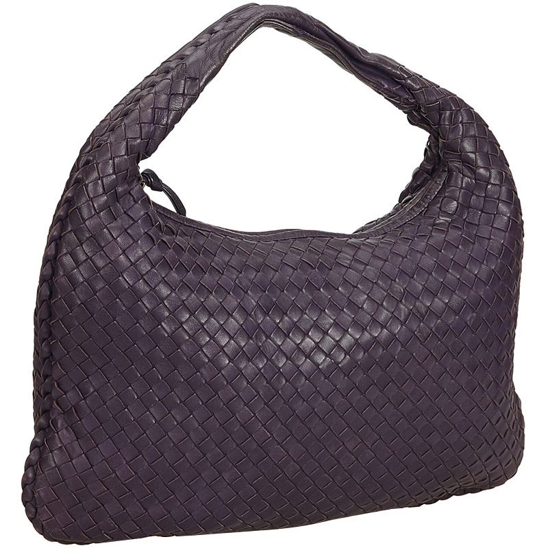 Bottega Veneta Purple Intrecciato Leather Hobo Bag