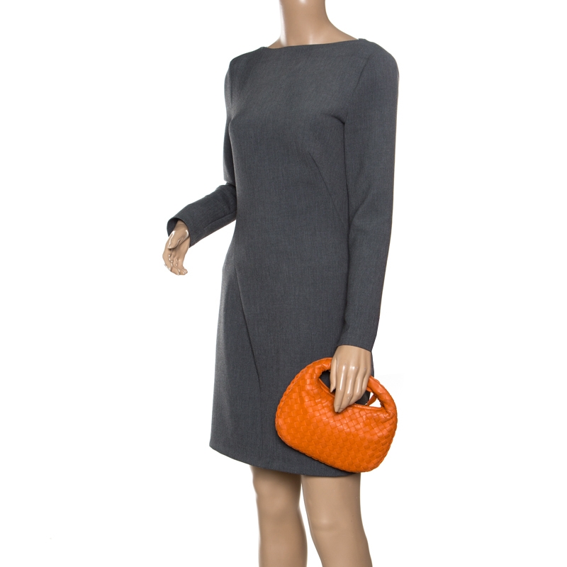 

Bottega Veneta Orange Intrecciato Leather Mini Hobo