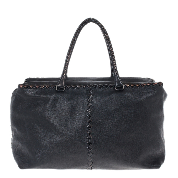 Pre Owned Bottega Veneta Black Large Brick Cervo Top Handle Bag